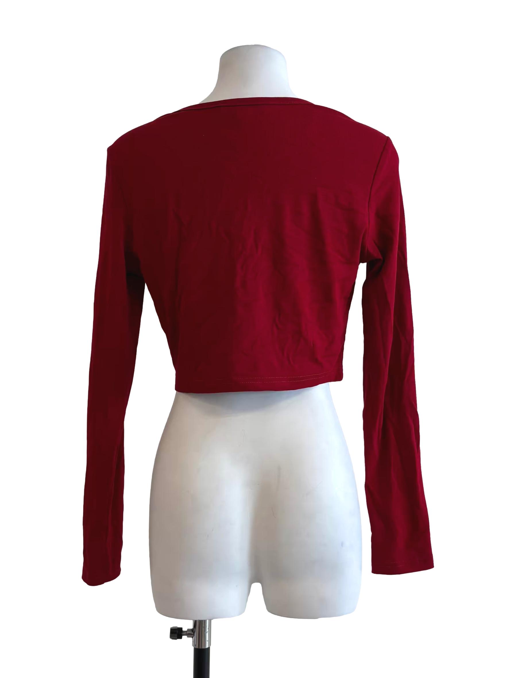 Cherry Red Cropped Cardigan
