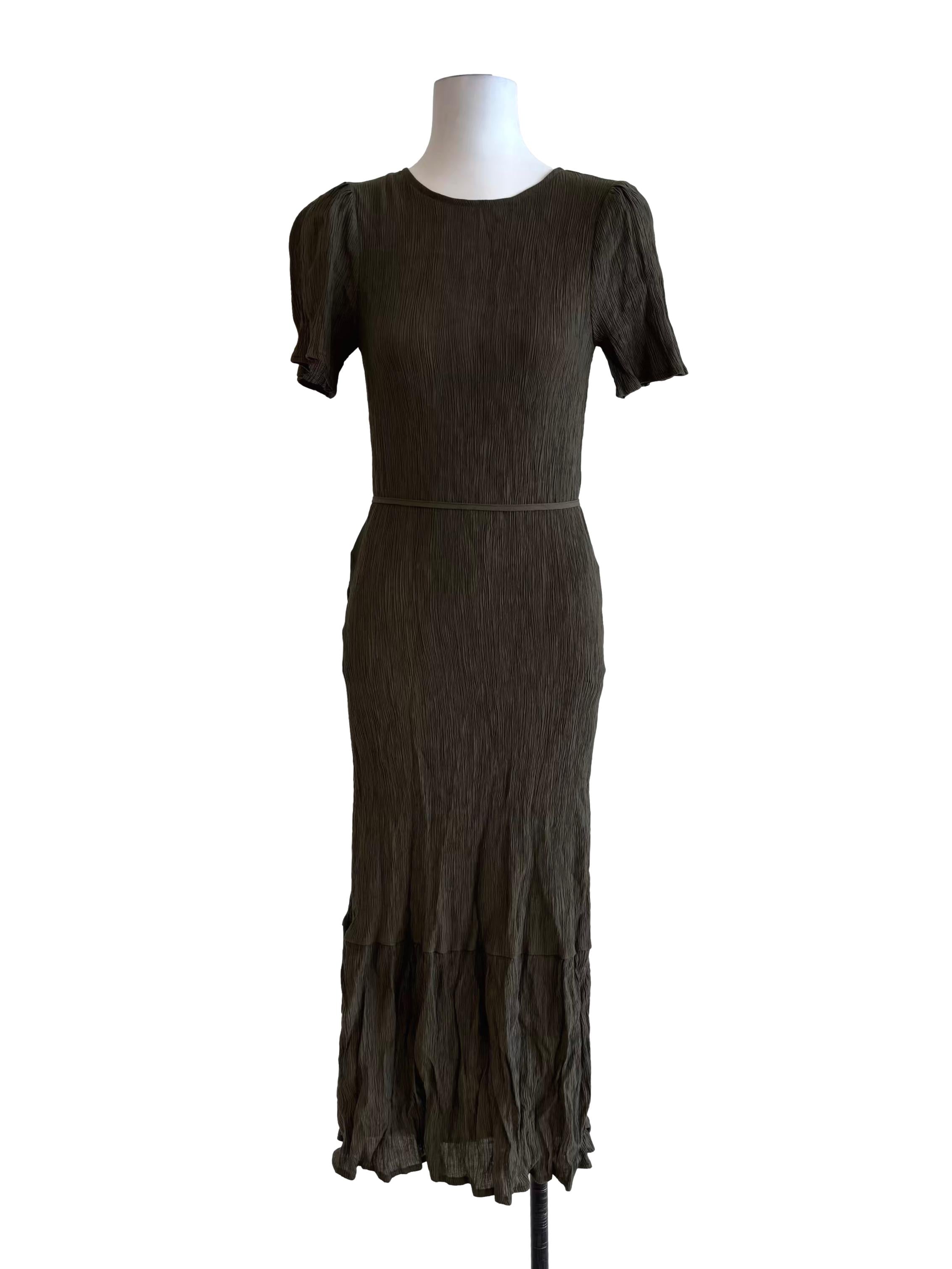 Hunter Green Pleated Bodycon Dress
