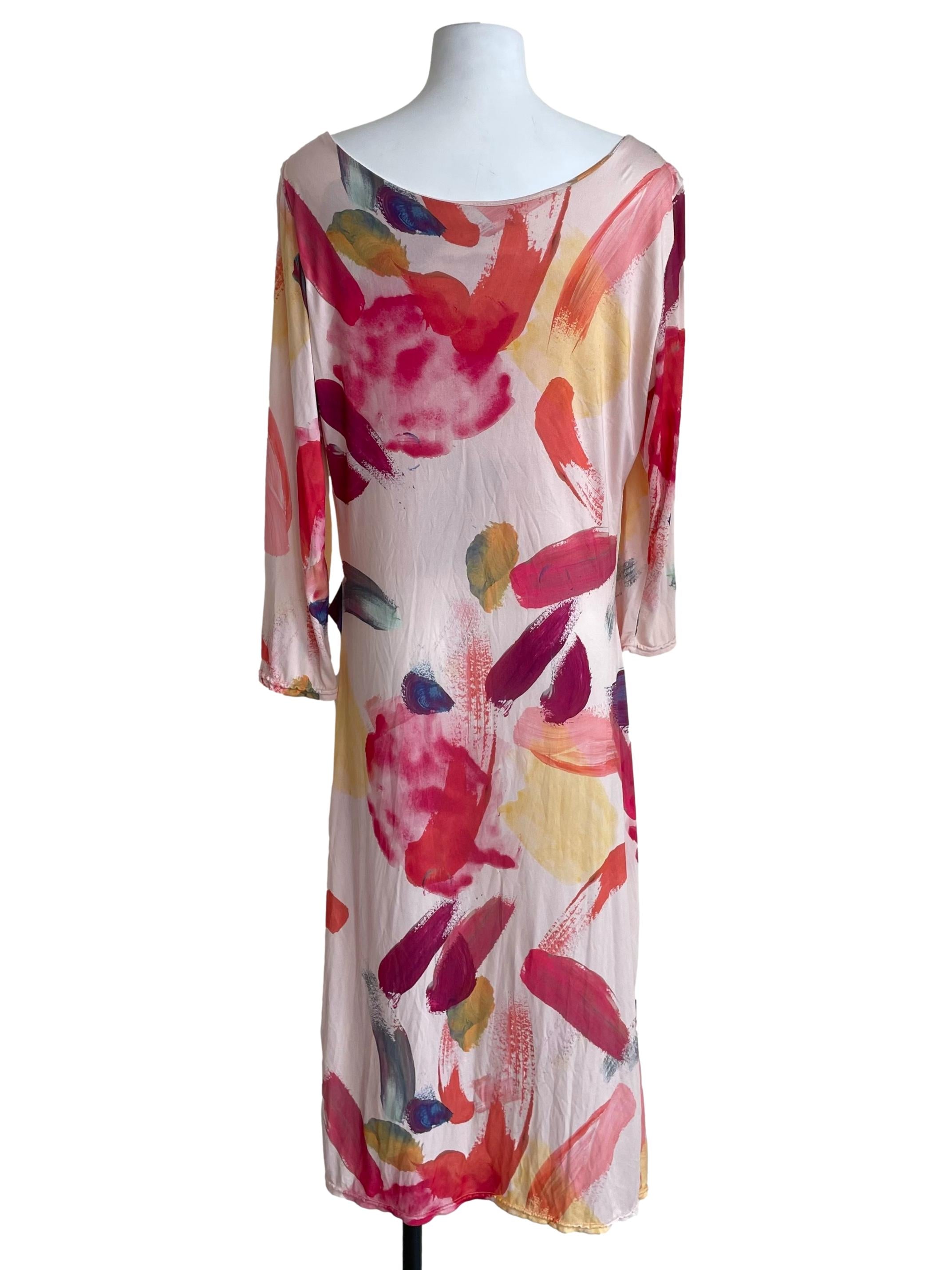 Pale Peach Pink Painting Boat Neck Dress