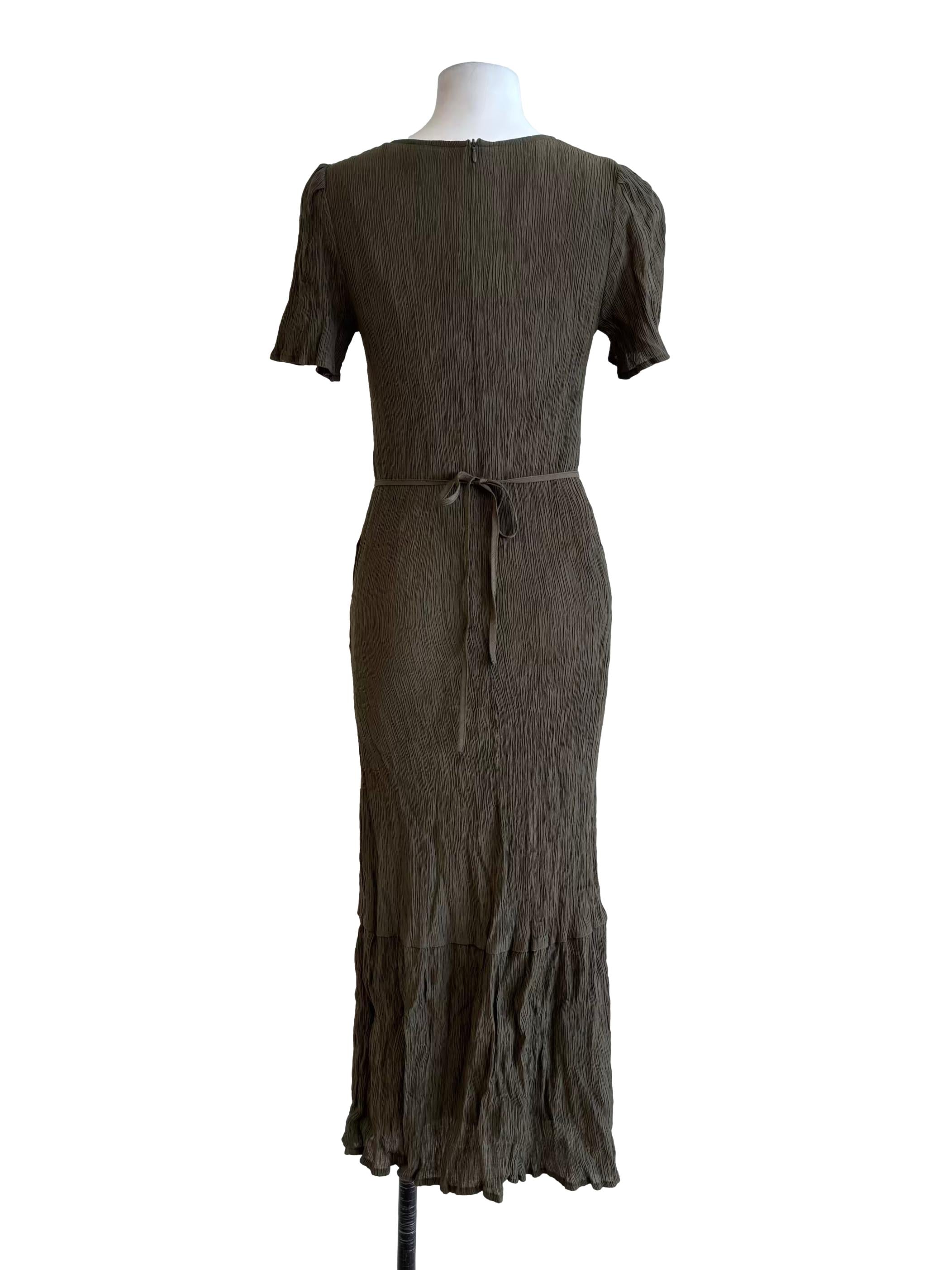 Hunter Green Pleated Bodycon Dress