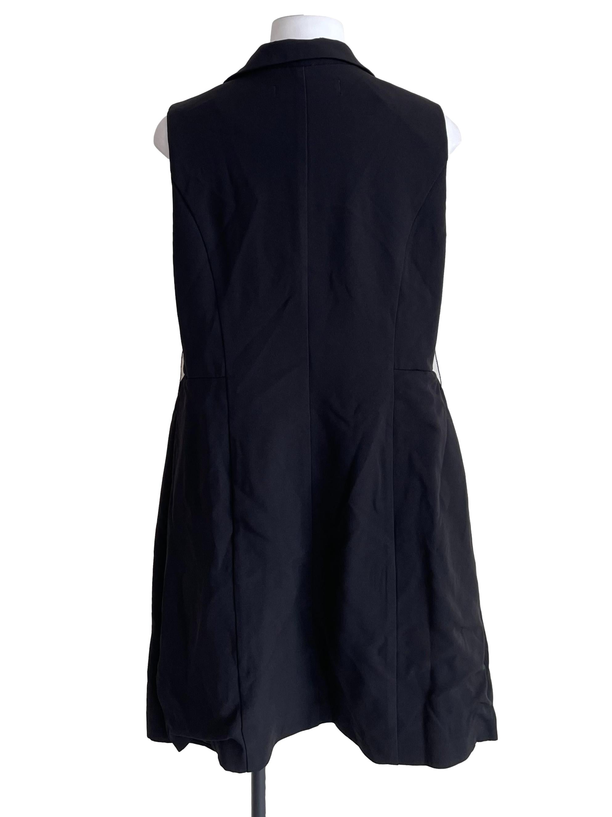Black Doublebreasted Sleeveless Suit Dress