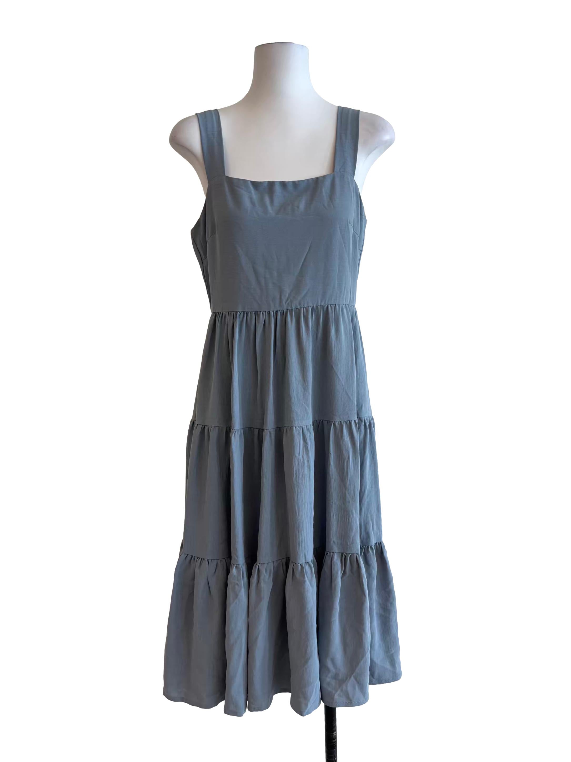 Stone Blue Apron Tier Dress