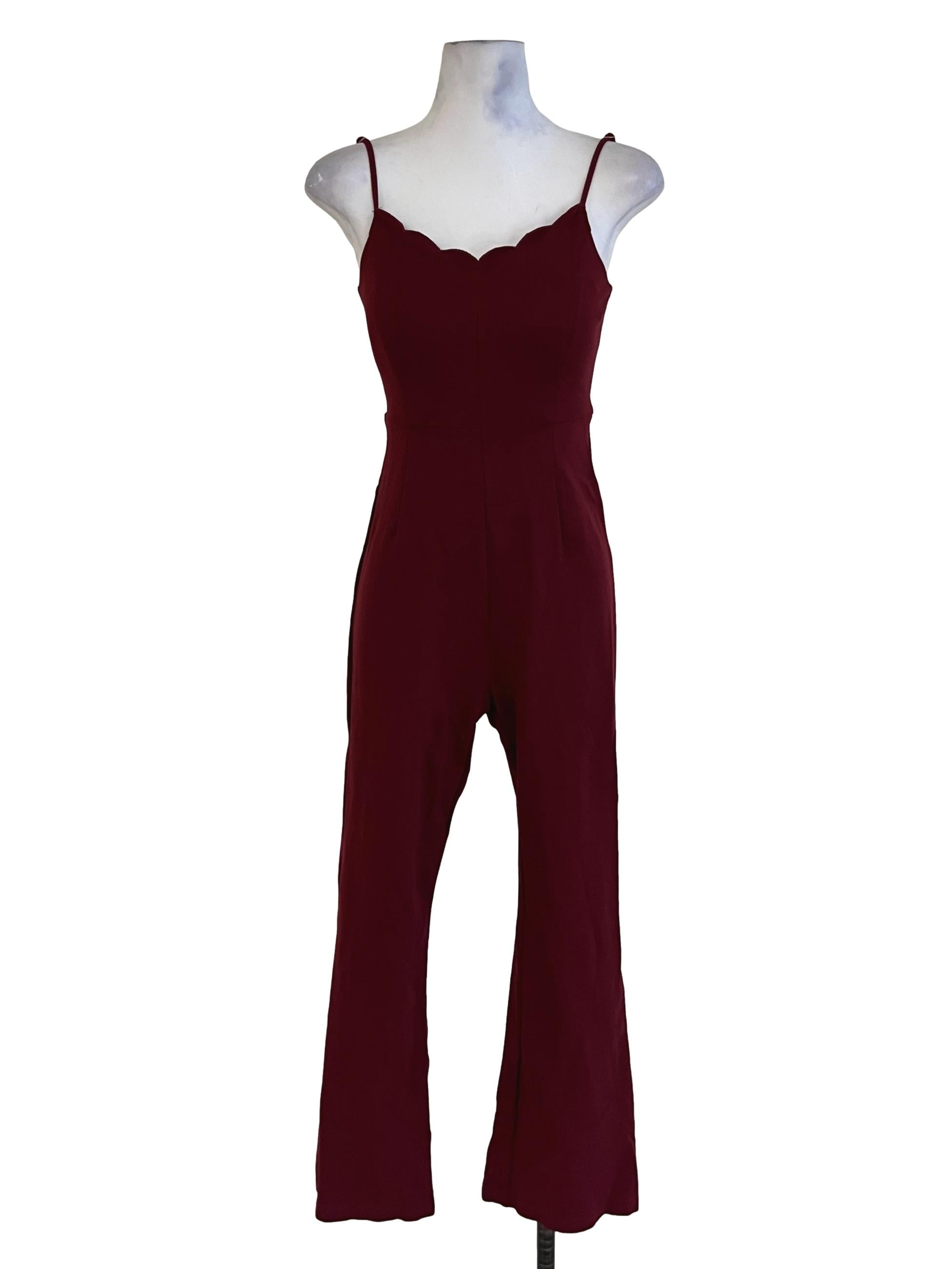 Wine Red Spaghetti Strap Jumpsuit