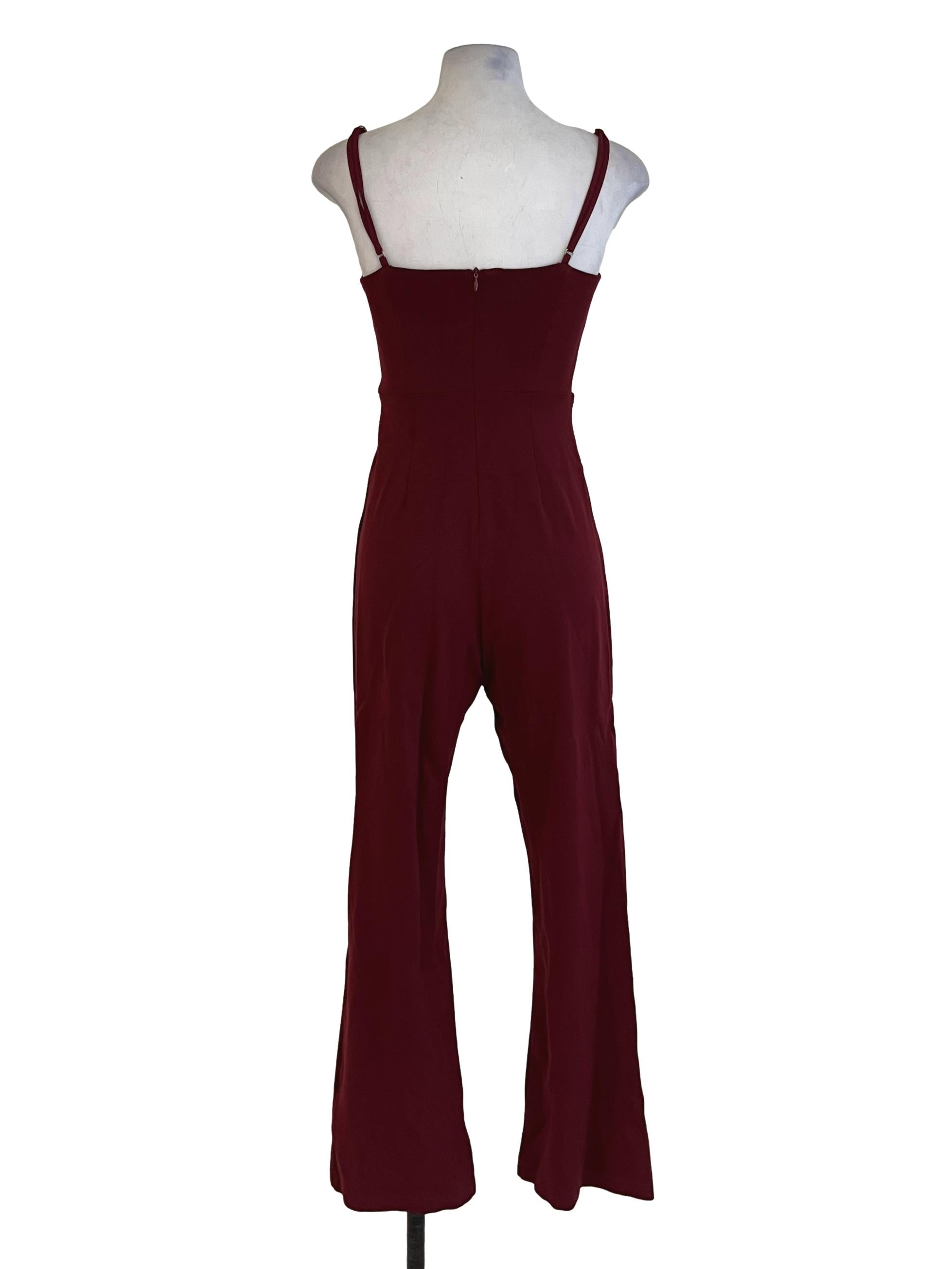 Wine Red Spaghetti Strap Jumpsuit