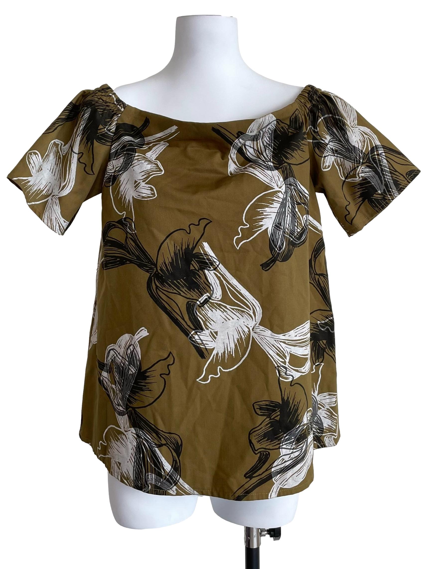 Dark Corn Beige Leaf Tent Top