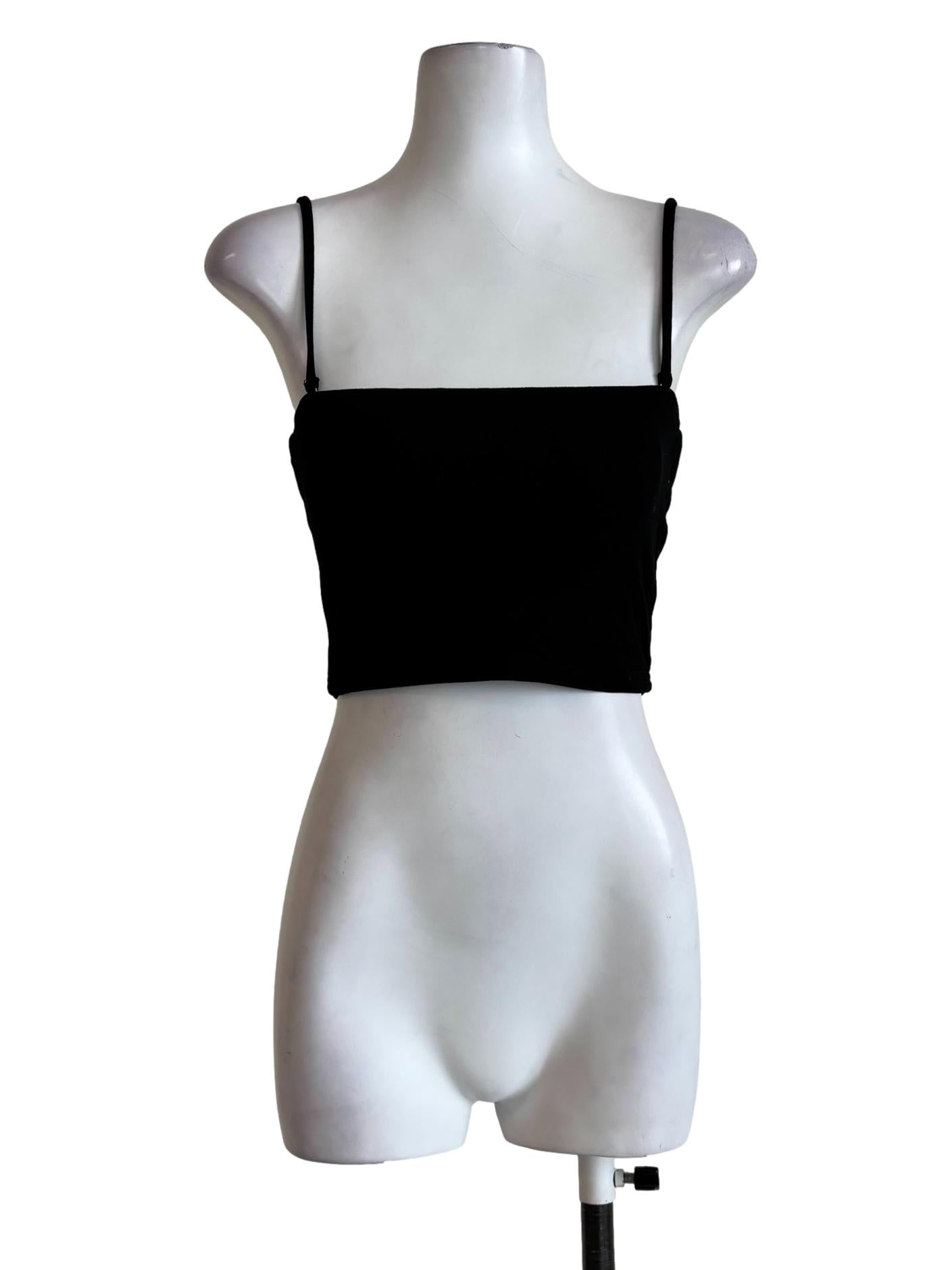 Soft Black Padded Camisole Crop Top