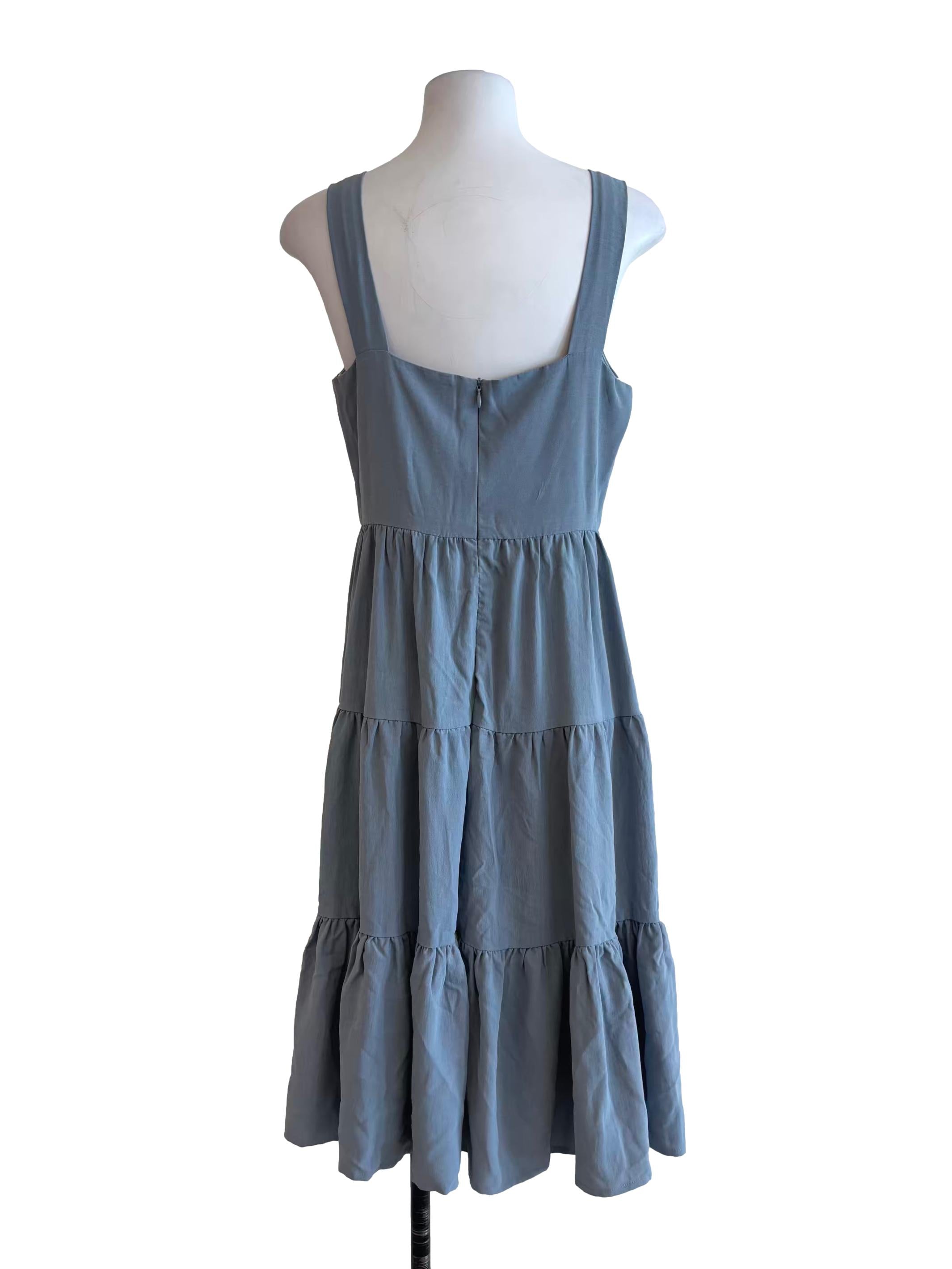 Stone Blue Apron Tier Dress