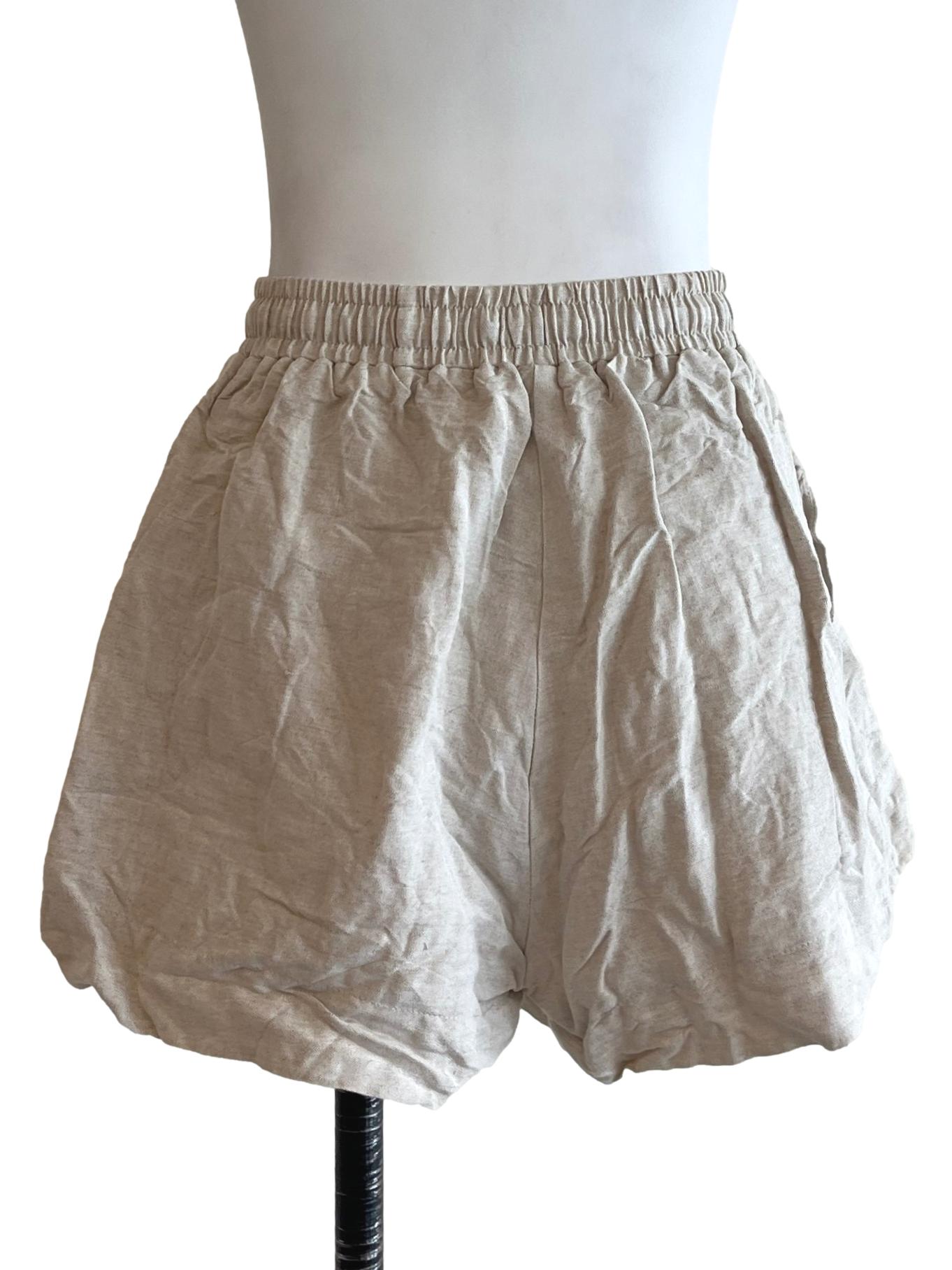Linen White Wide-Hem Cotton Shorts OSN