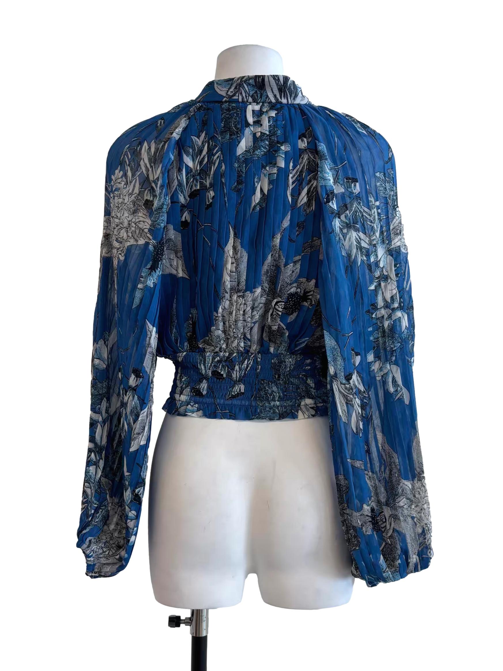 Azure Blue Printed Blouse