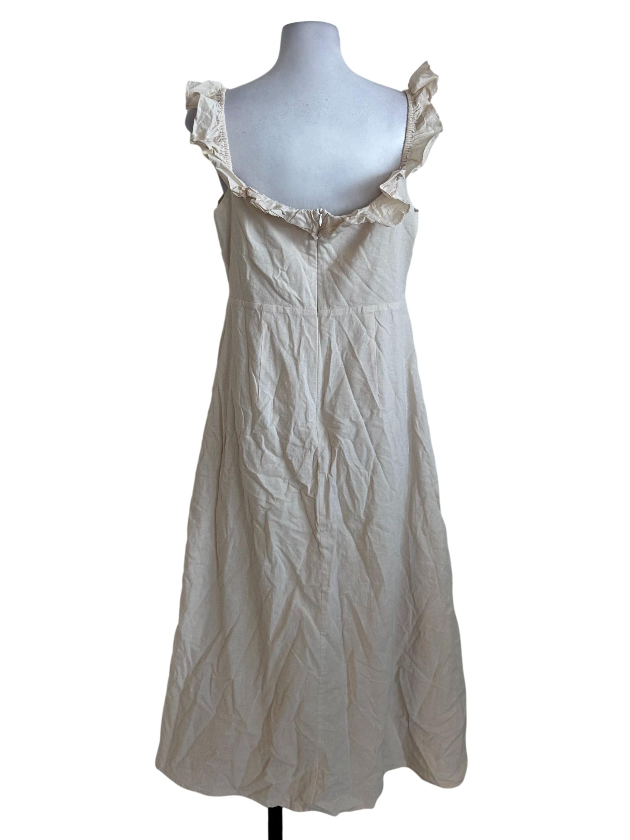 Oat Beige Ruffle A Line Dress
