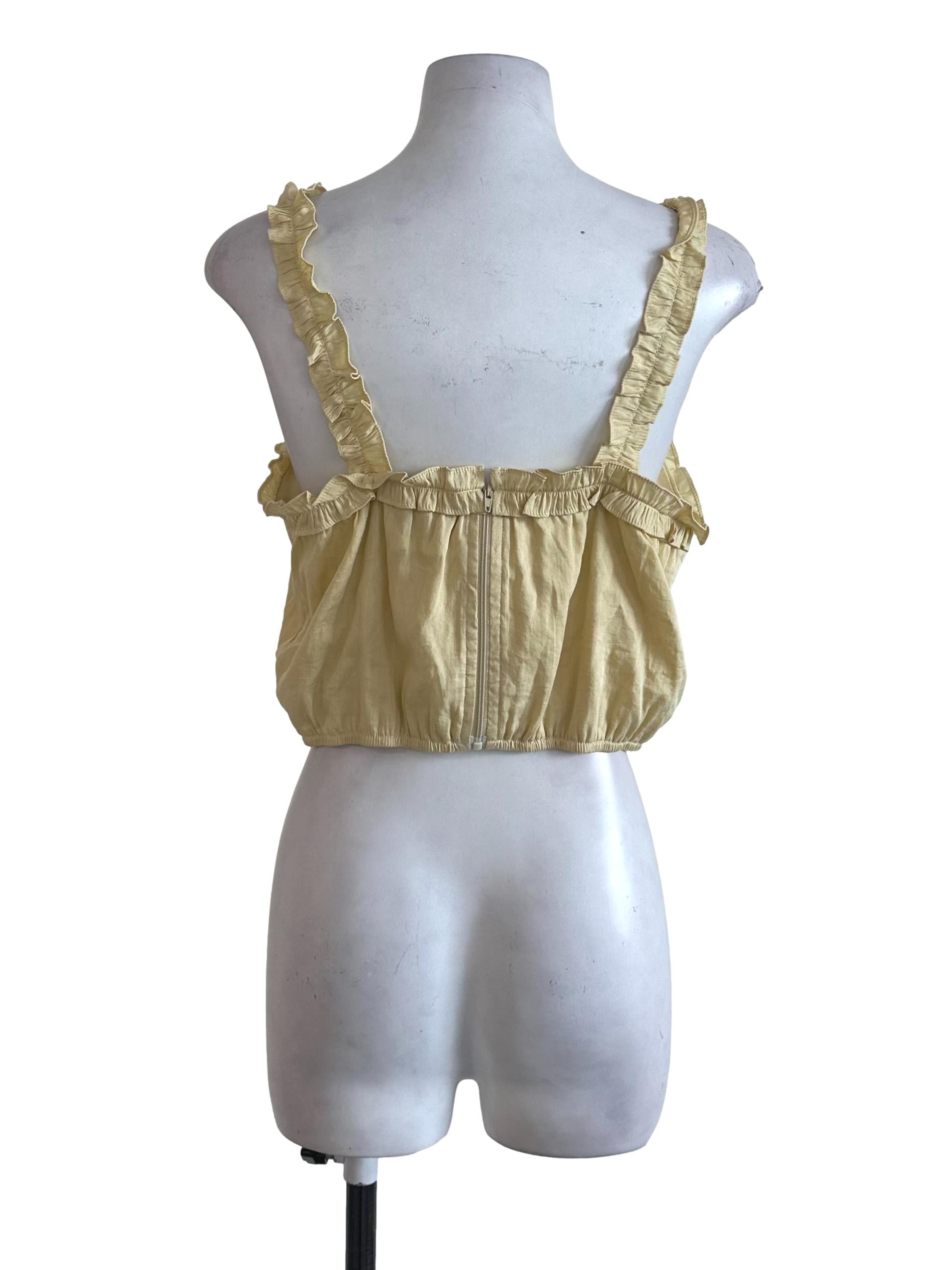 Soft Yellow Plain Ruffle Top