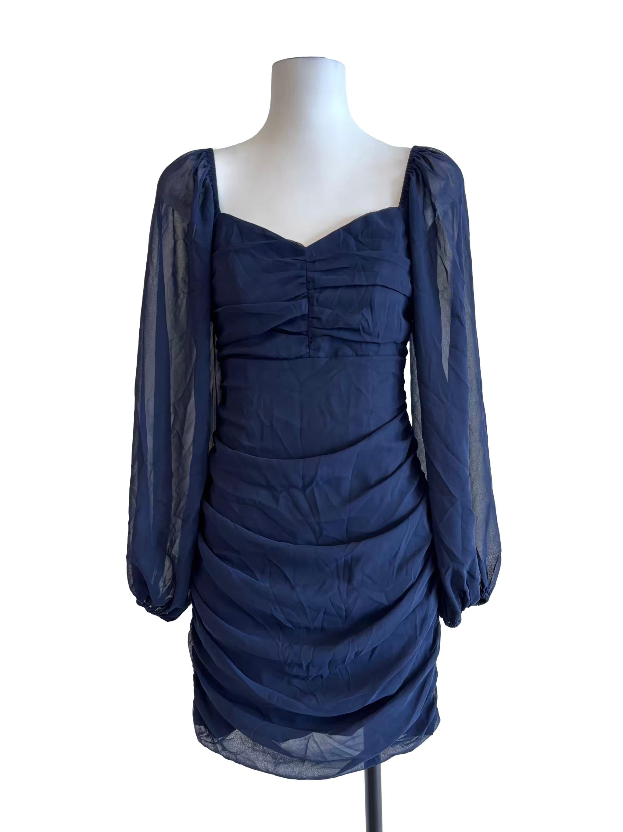 Navy Blue Princess Cut Bodycon Dress