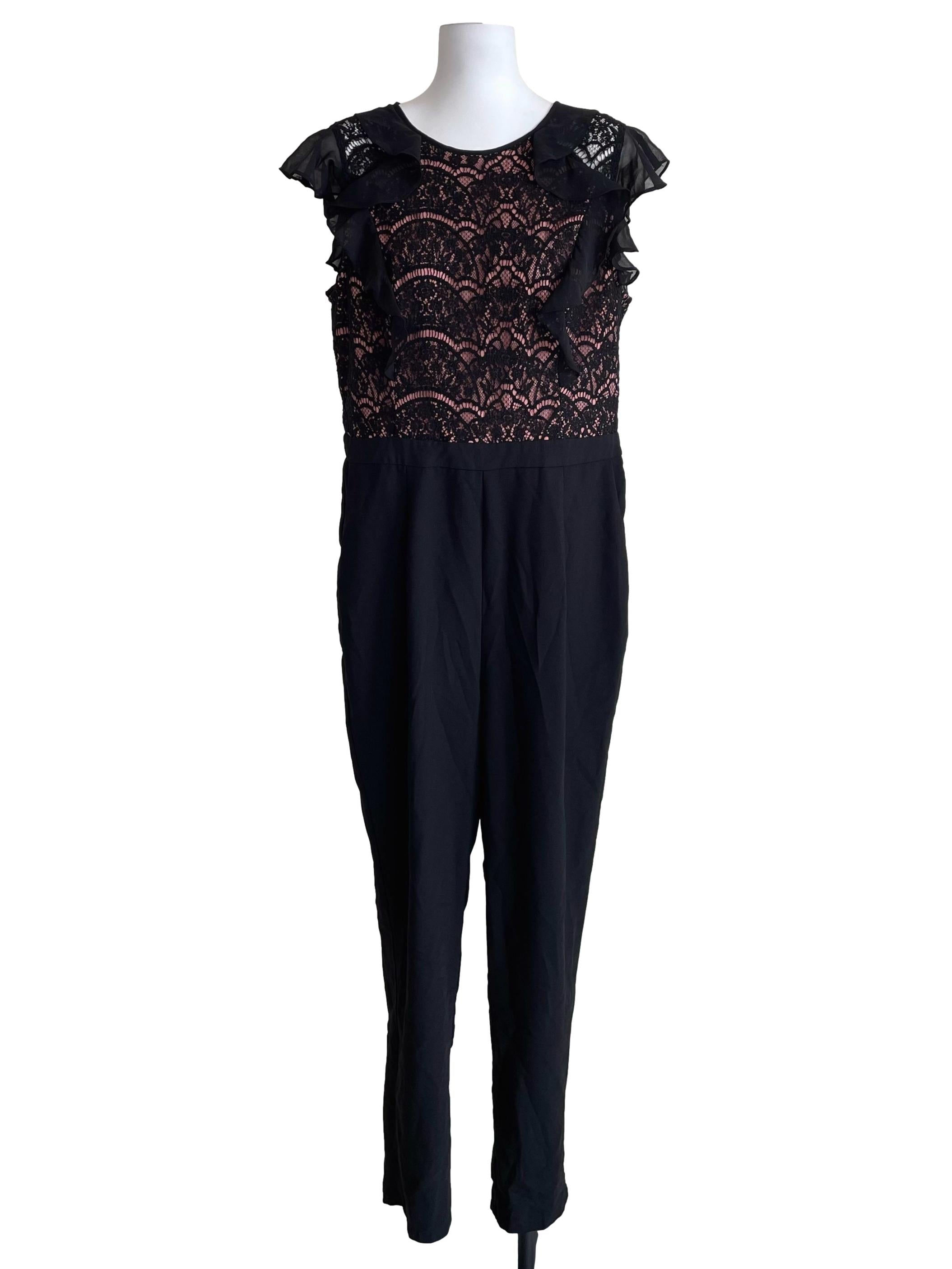 Black Lace Top Sleeveless Jumpsuit