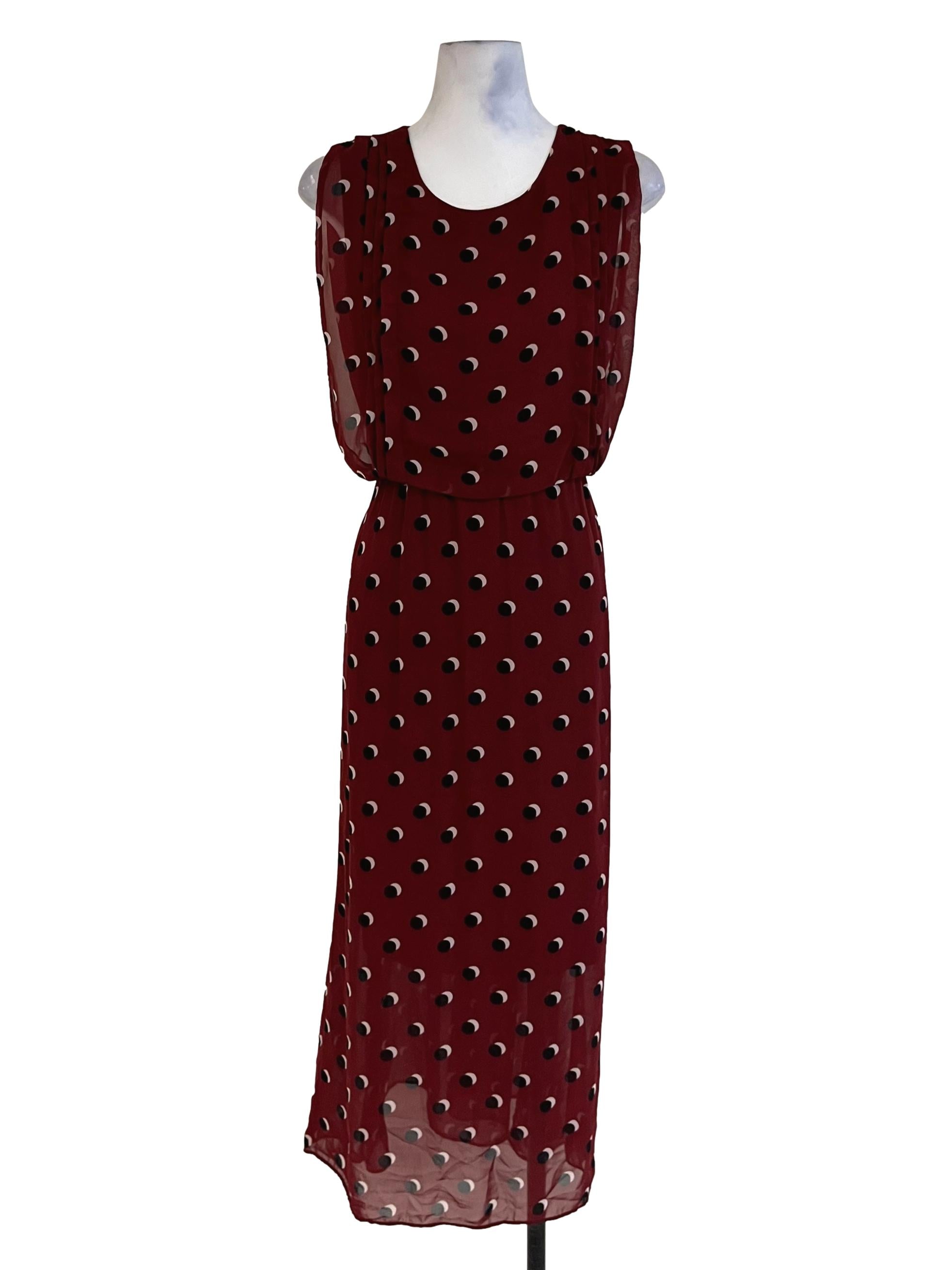 Brick Orange Jewel Neckline A-Line Dress