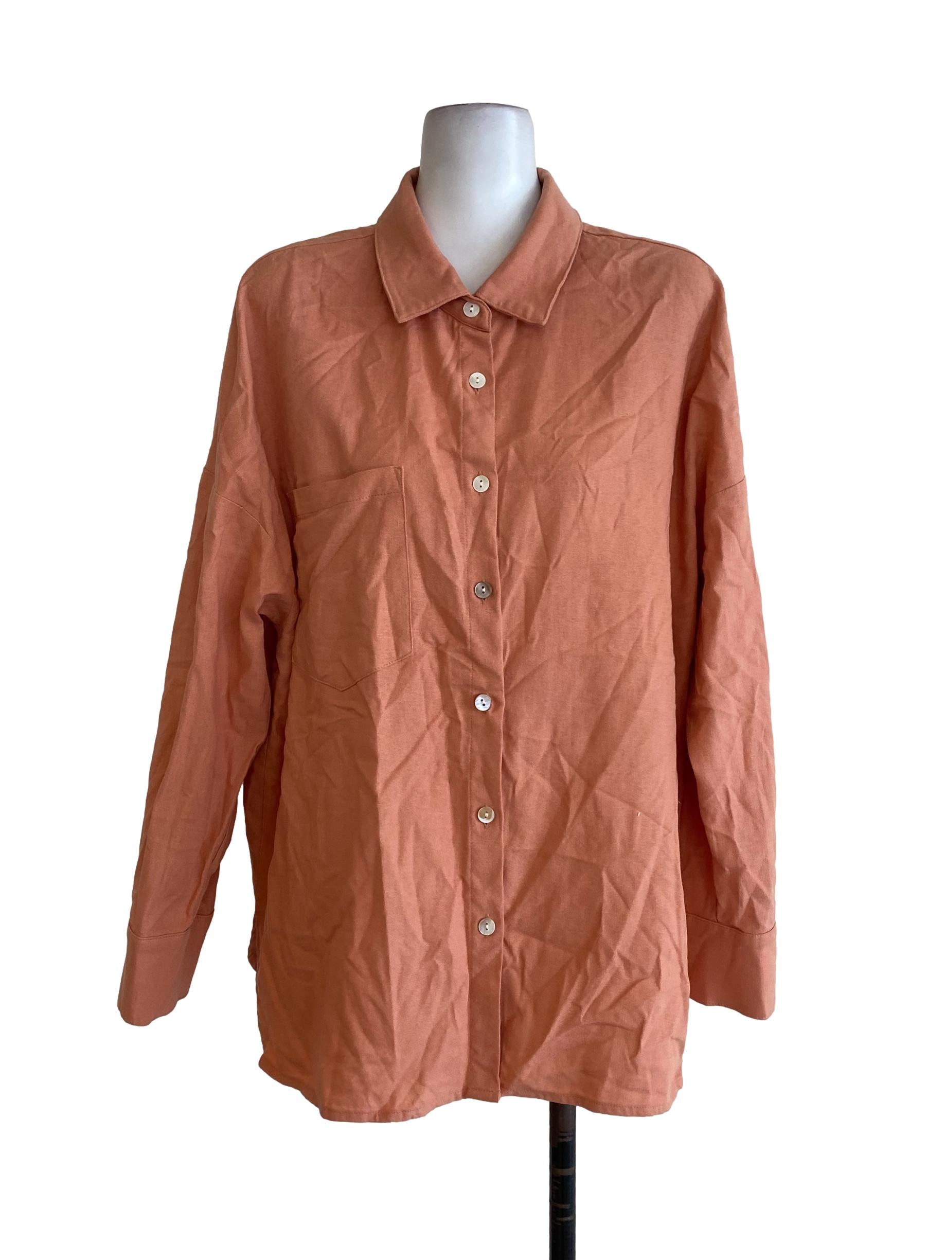 Salmon Button Down Top