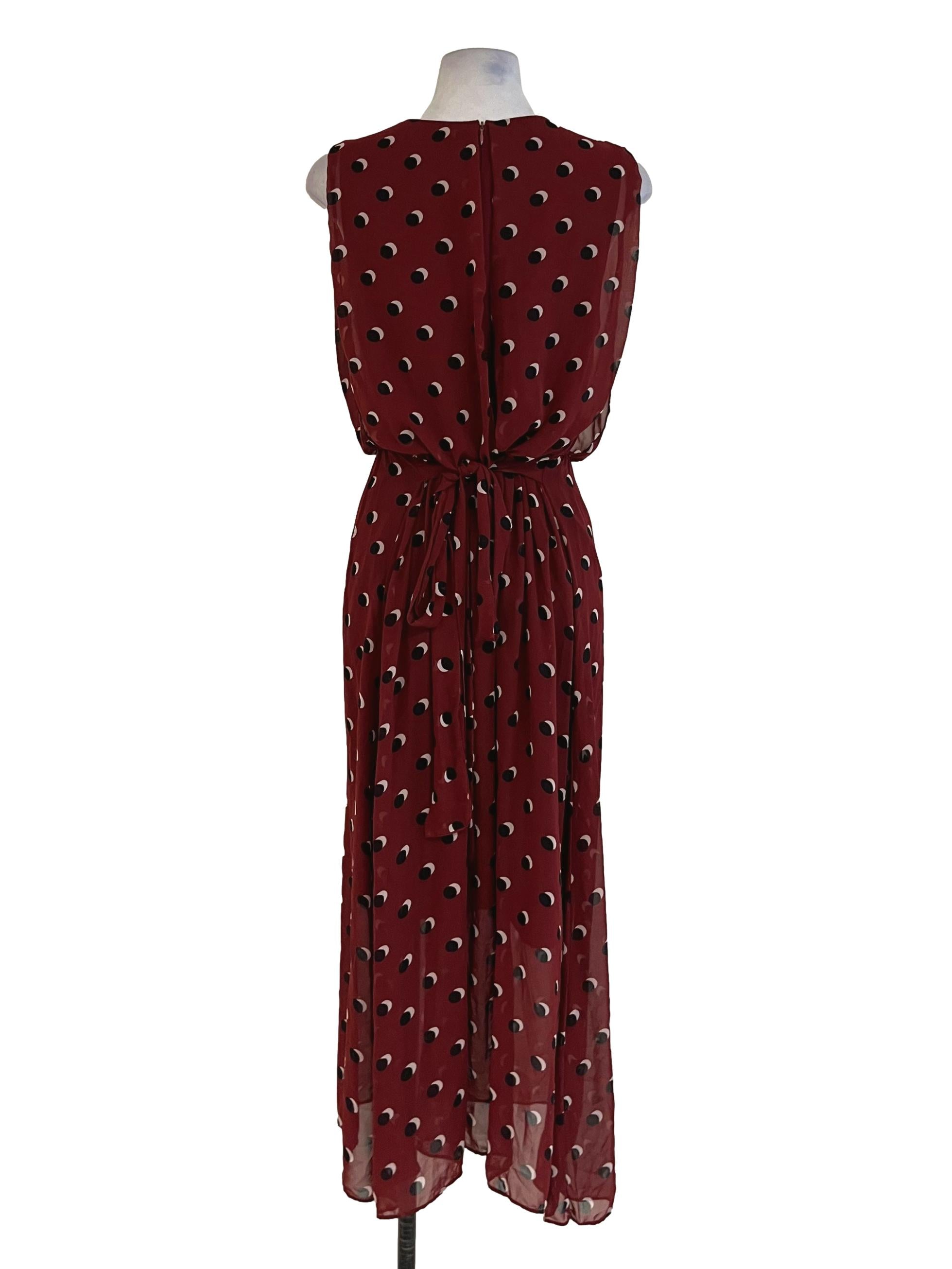 Brick Orange Jewel Neckline A-Line Dress