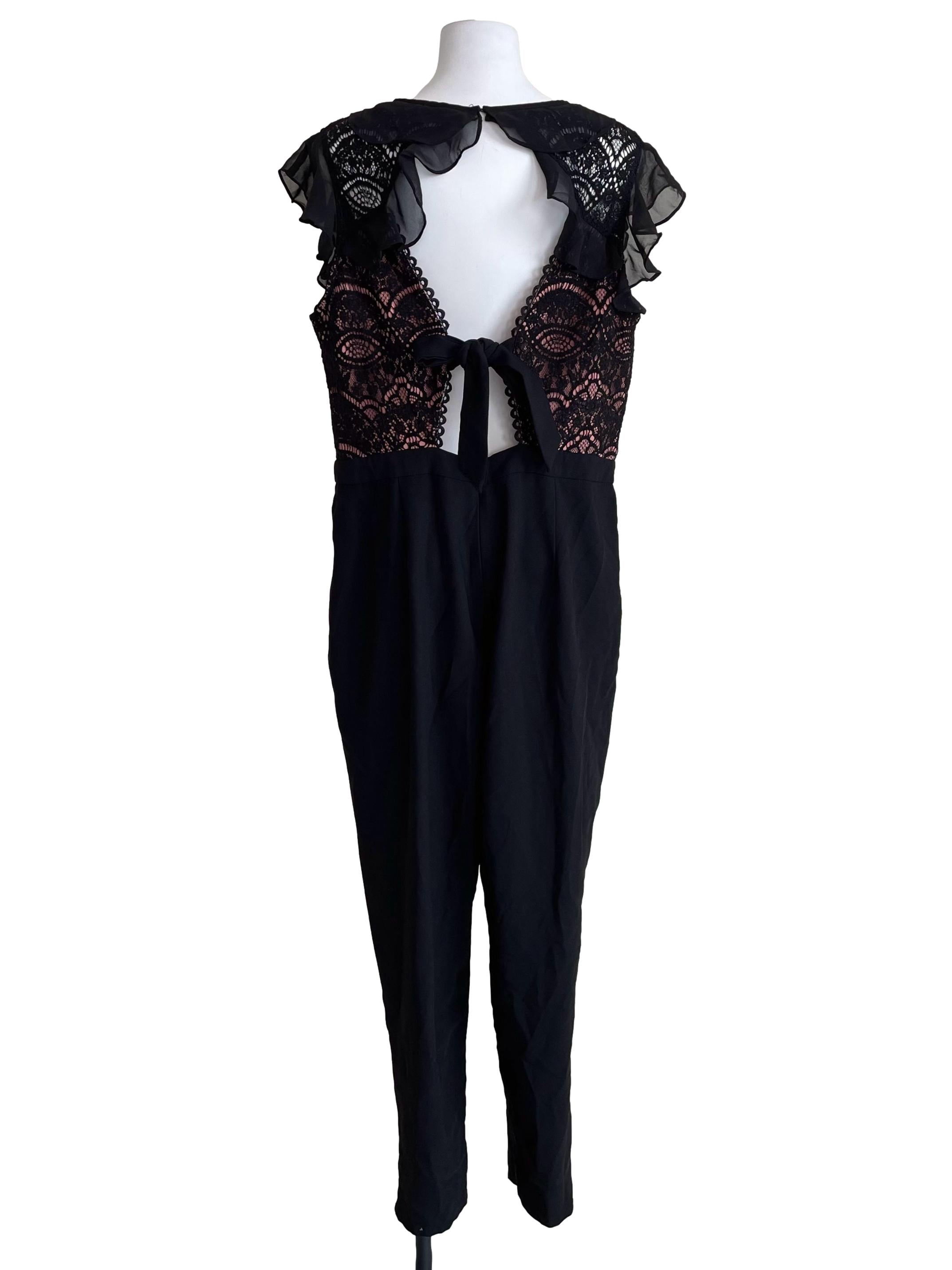 Black Lace Top Sleeveless Jumpsuit