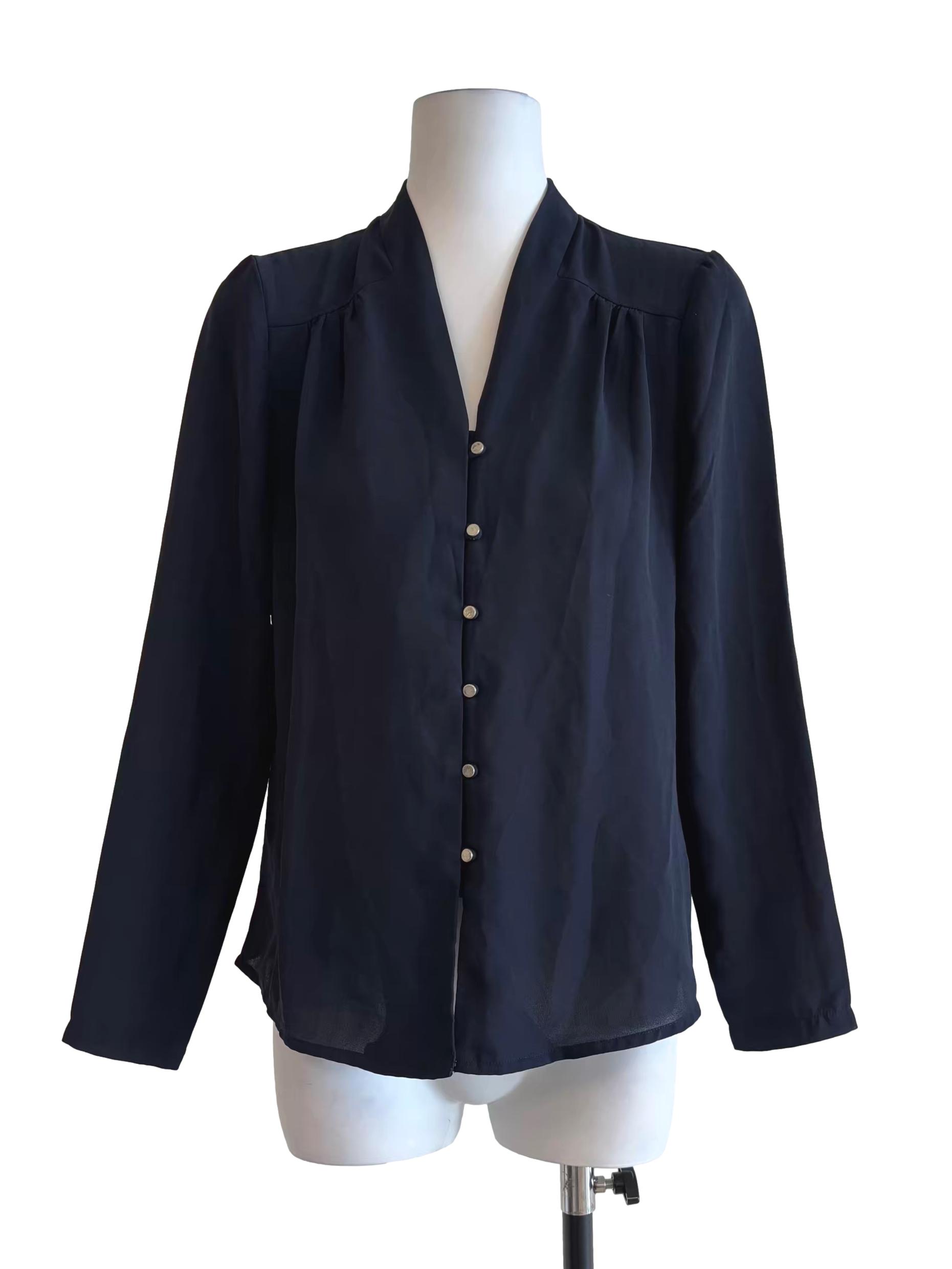 Midnight Blue Buttoned Blouse