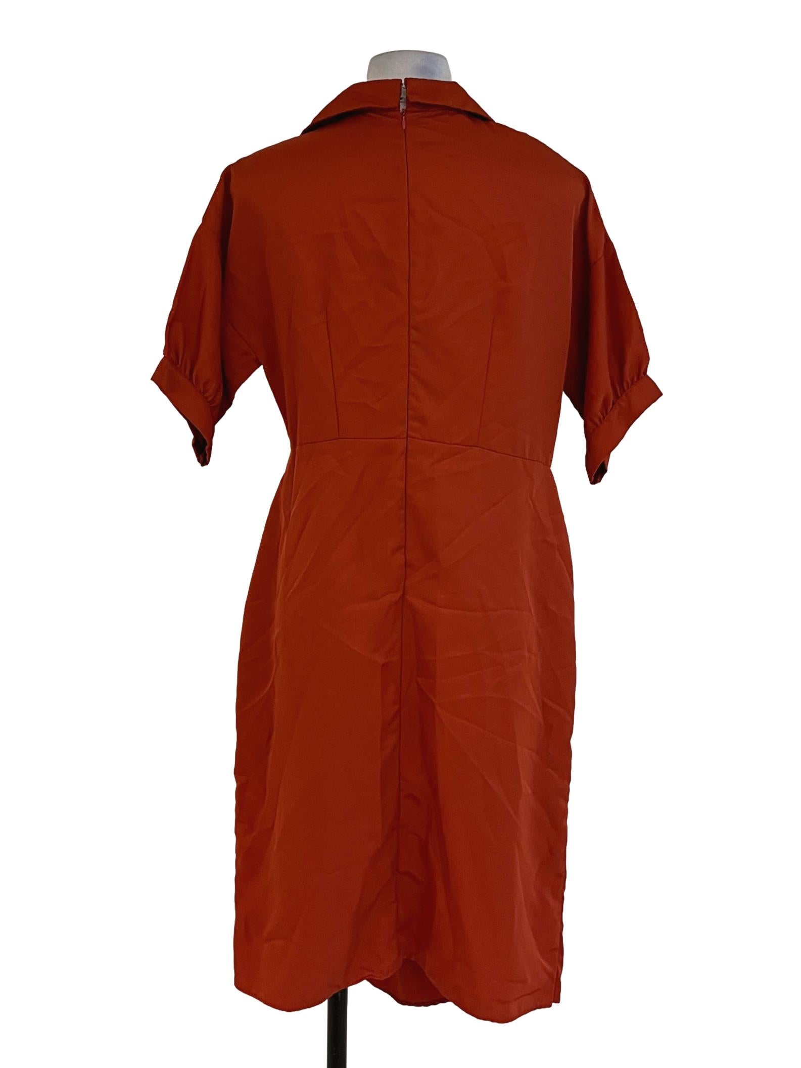 Amber Orange Wing Collar Empire Dress