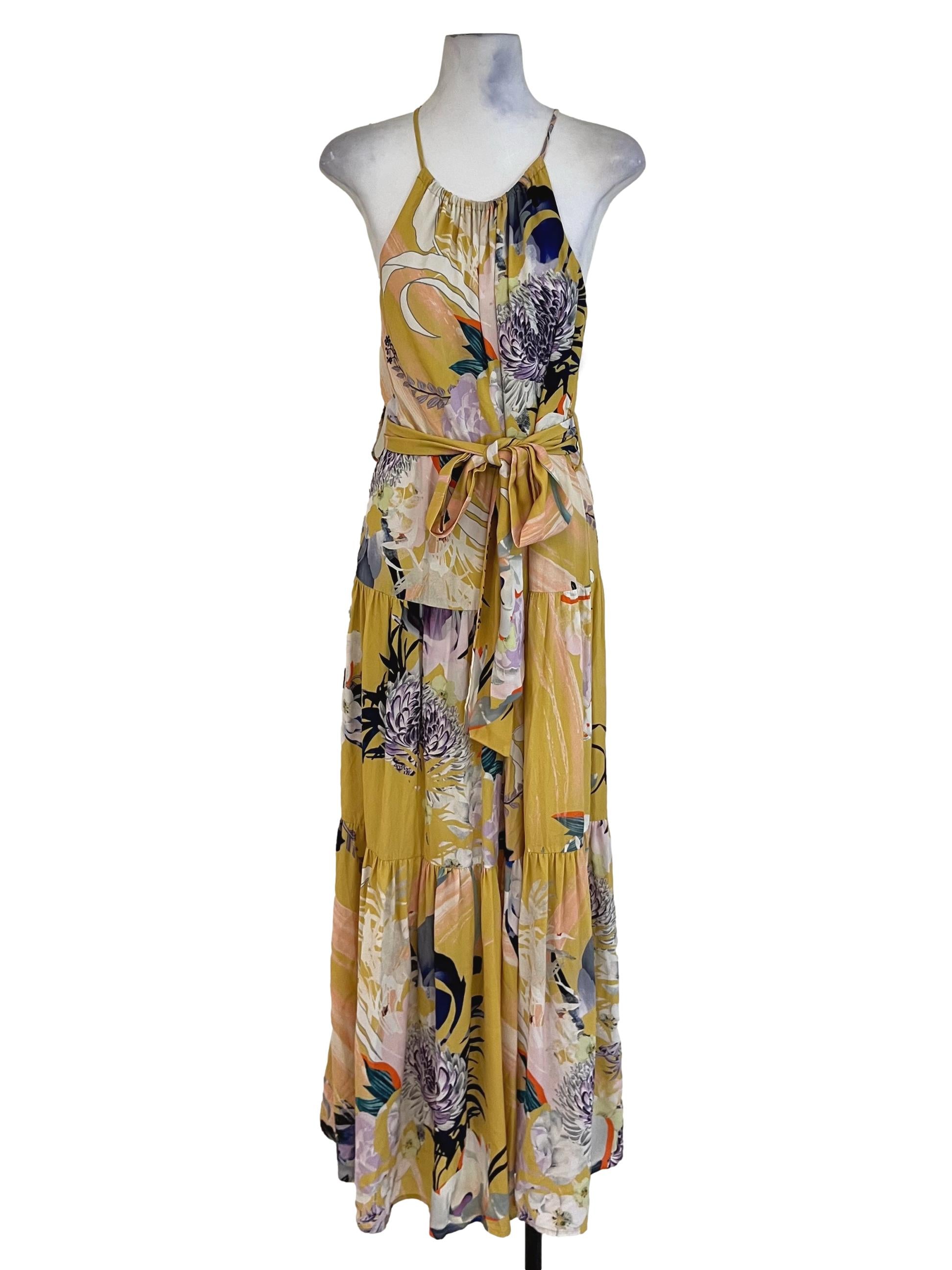 Yellow Floral A-Line Dress