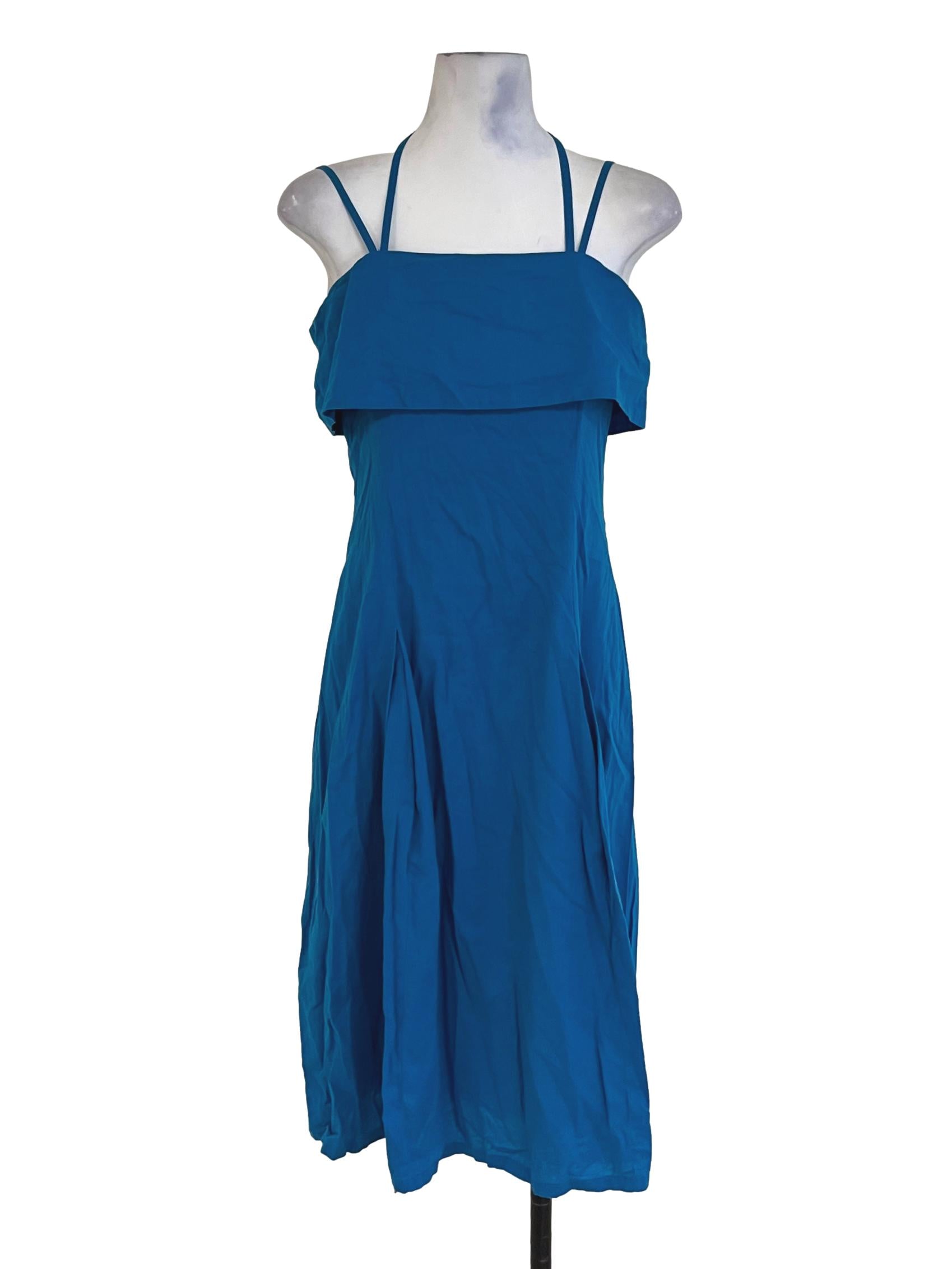 Blue Spaghetti Strap Sheath Dress