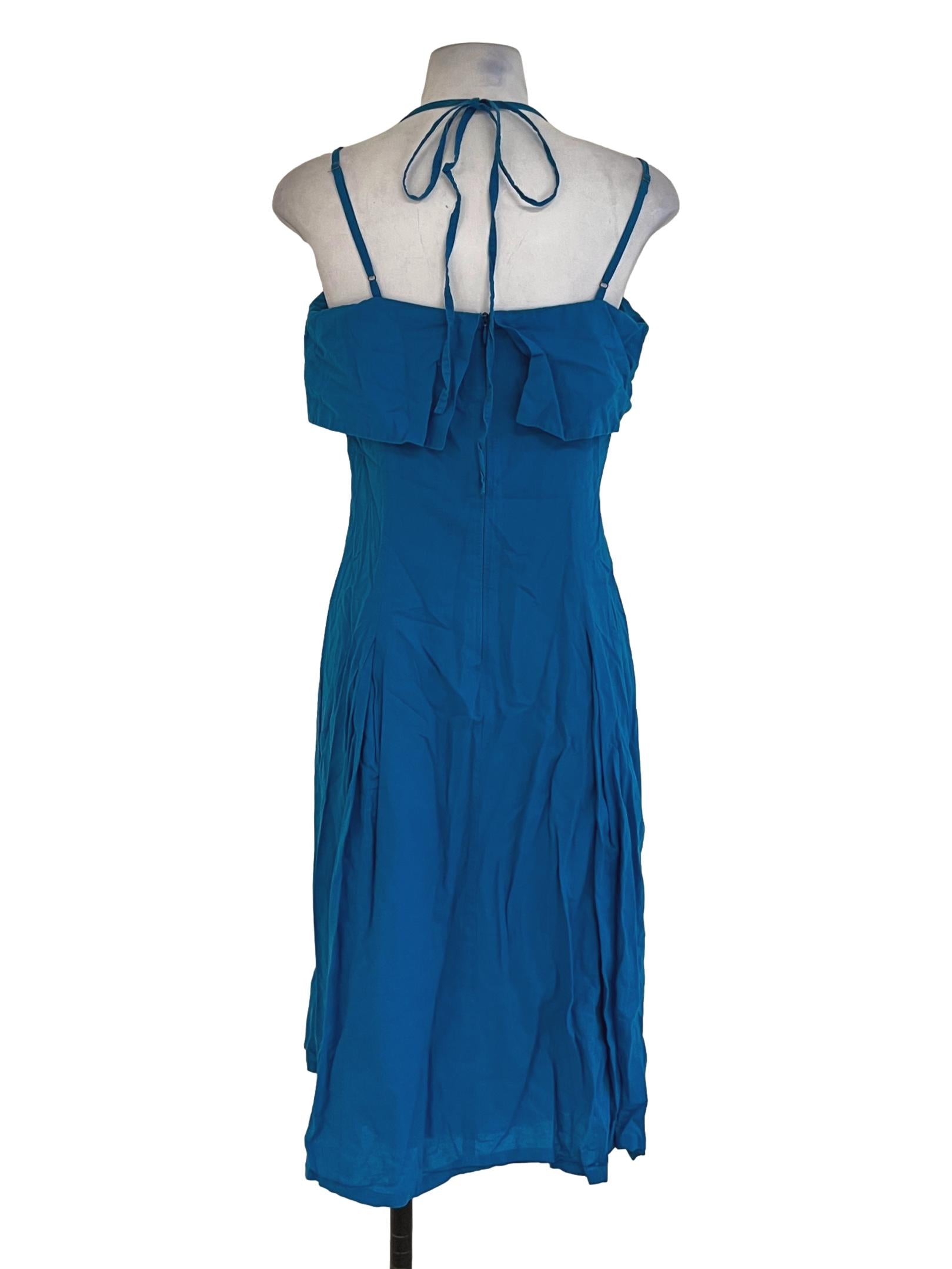 Blue Spaghetti Strap Sheath Dress