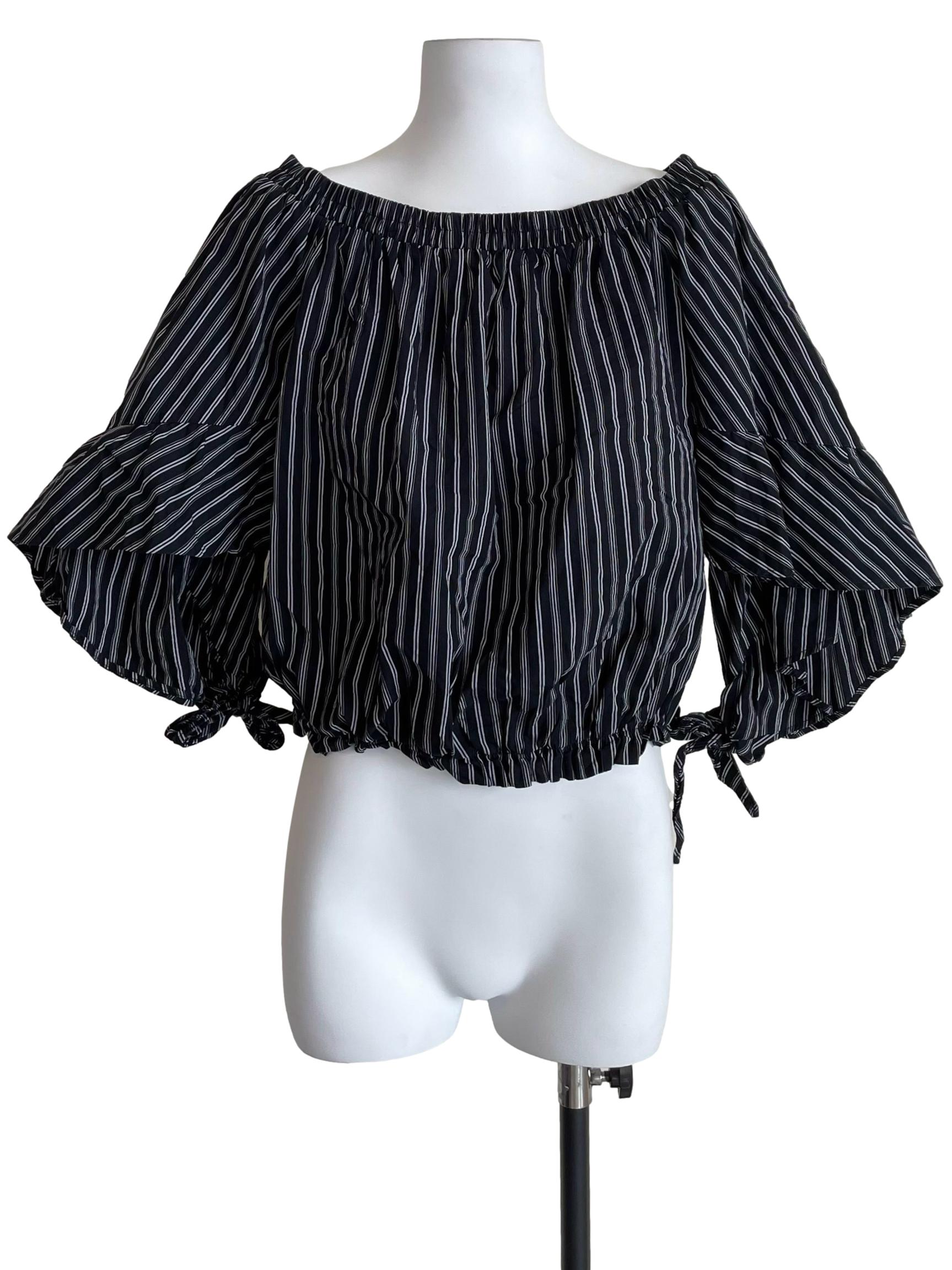 Black Stripes Layer Cape Sleeves Gypsy Top