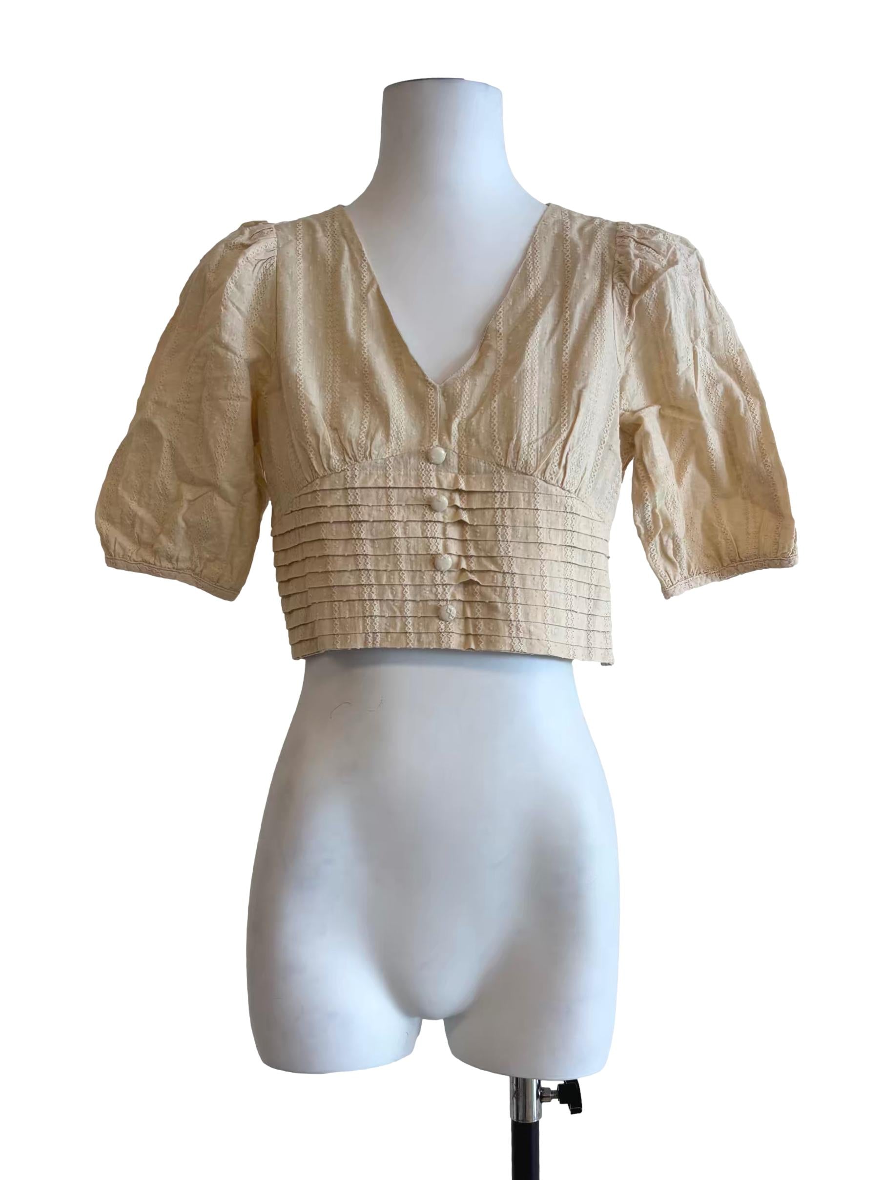 Almond Beige Crop Blouse