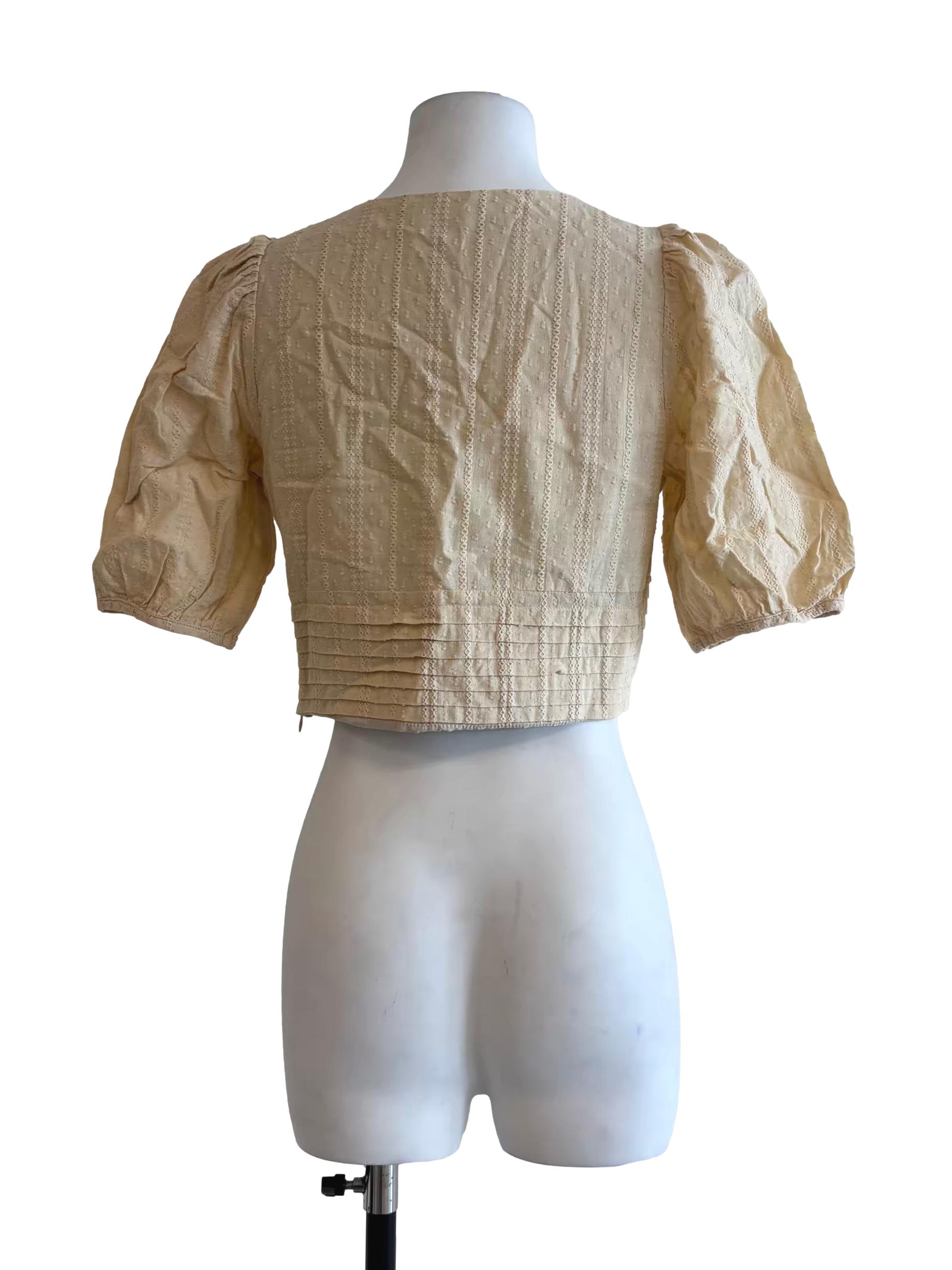 Almond Beige Crop Blouse
