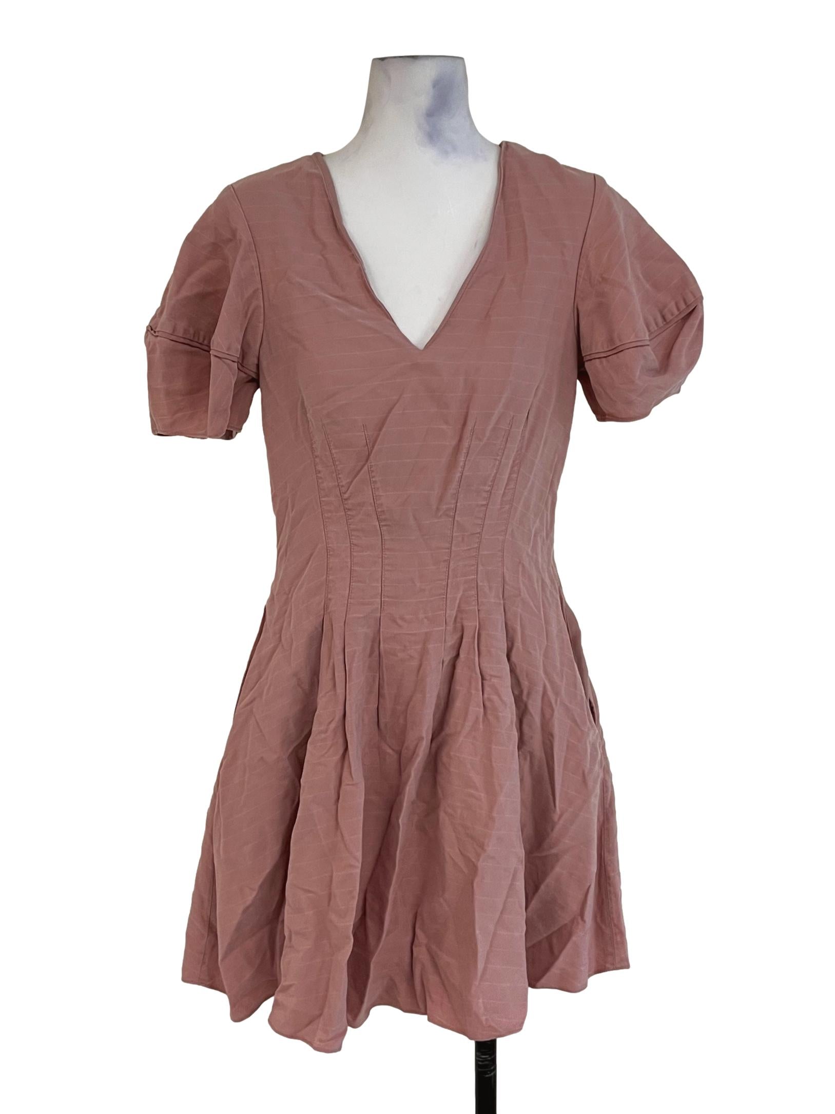 Blush Pink V-Neckline Empire Dress