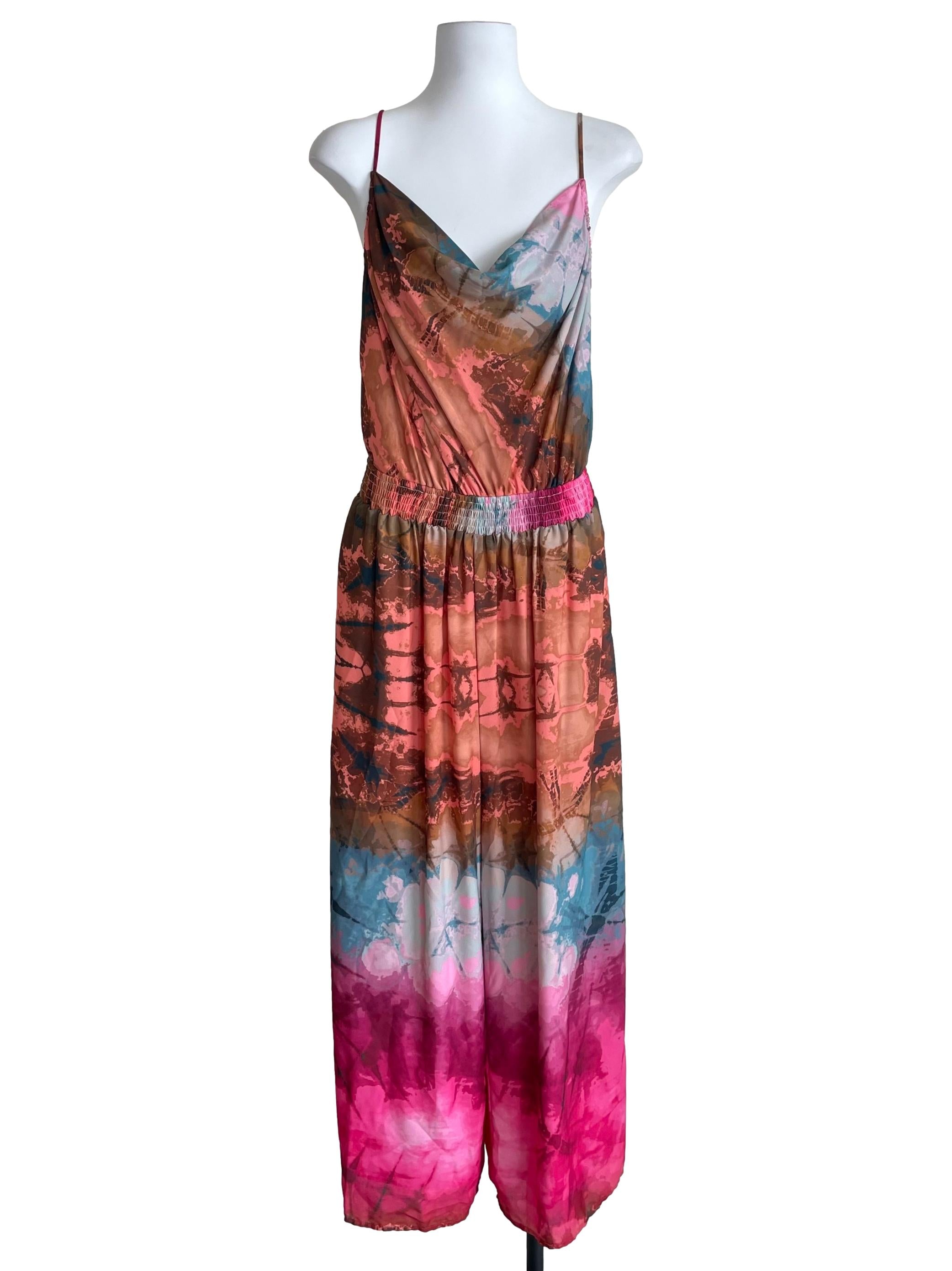 Orange Painting Baggy Cami Jumpsuit