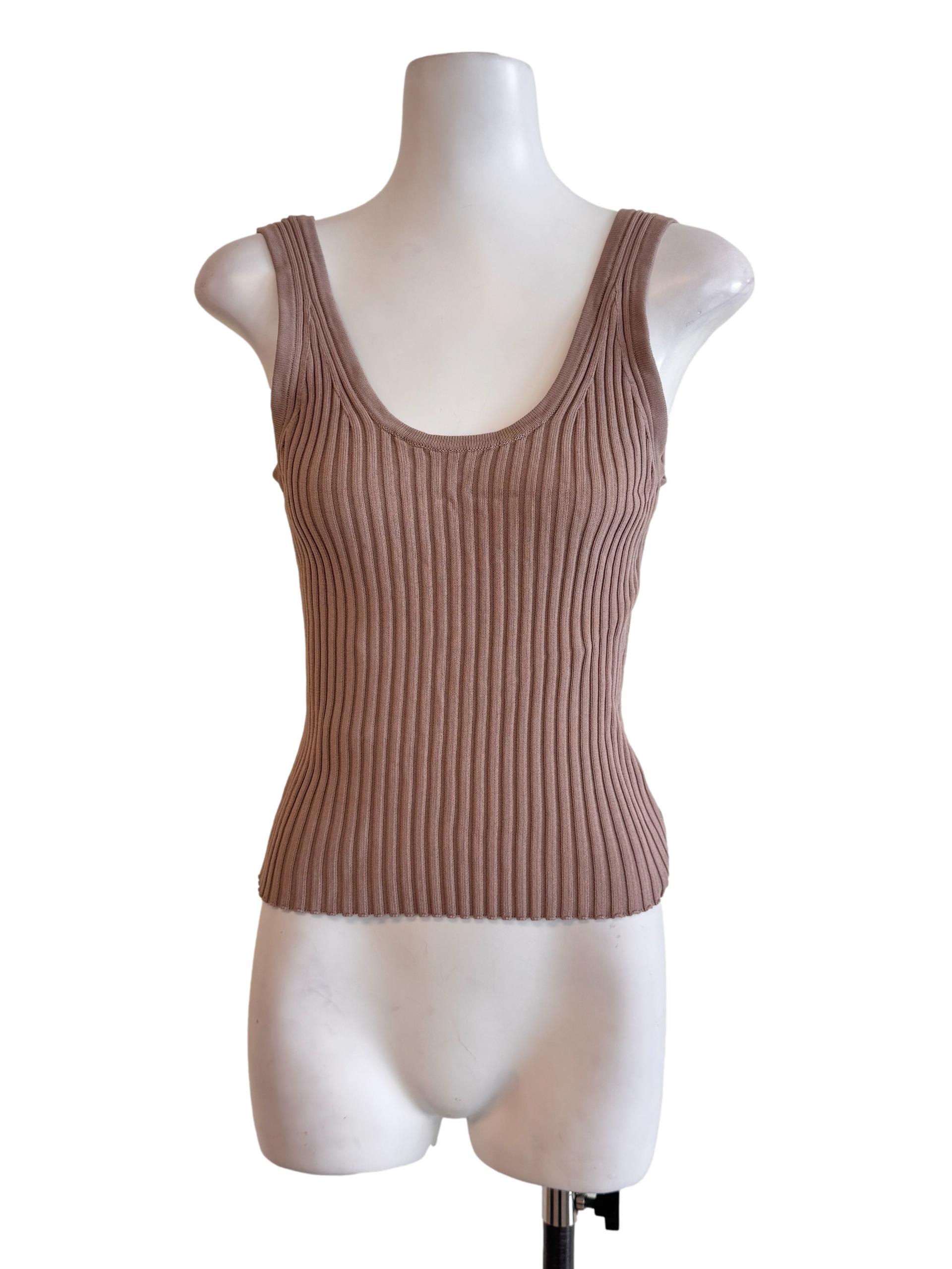 Brown Pleated Tank Top