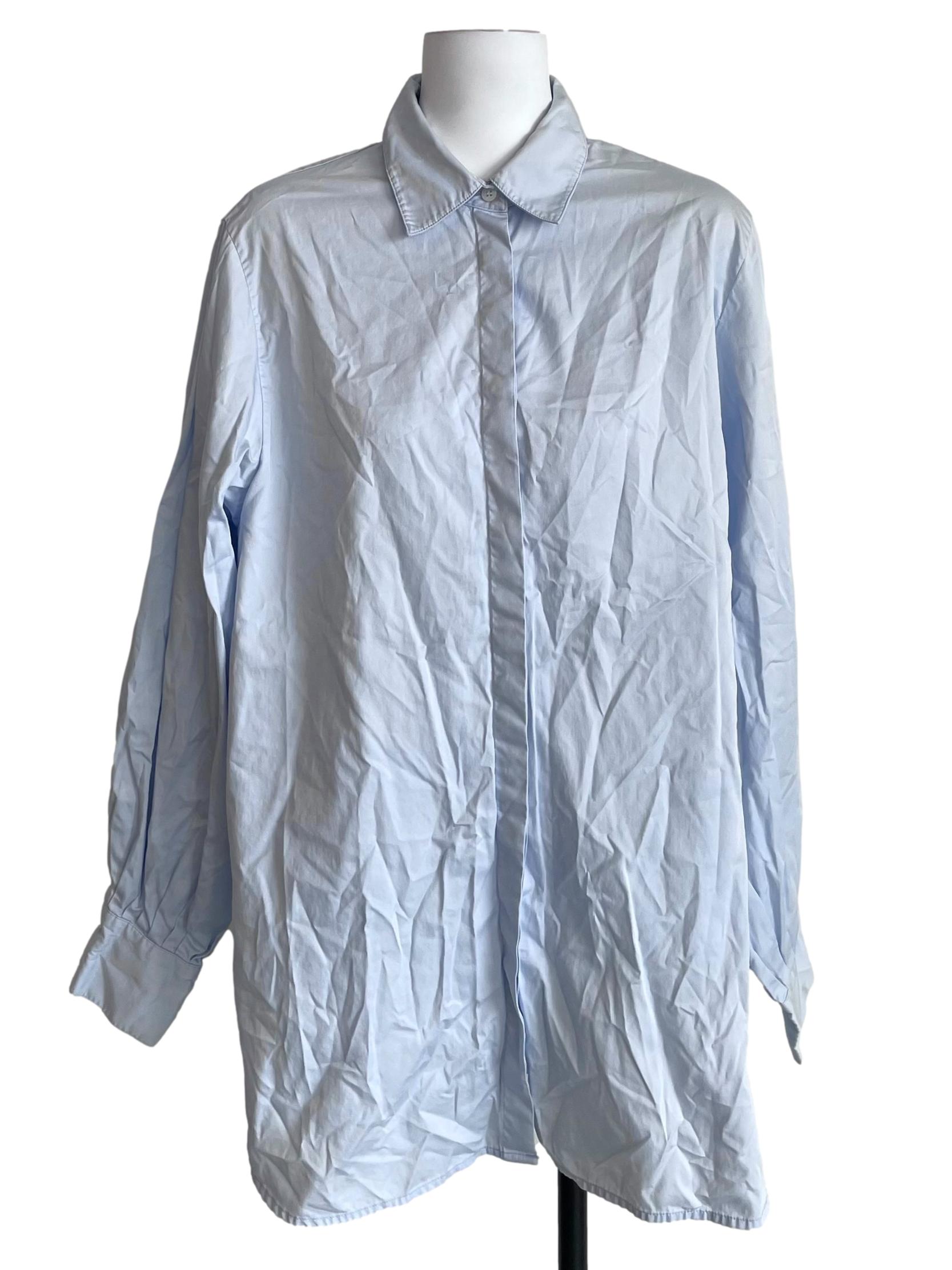 Pale Baby Blue Puff Sleeves Shirt Dress