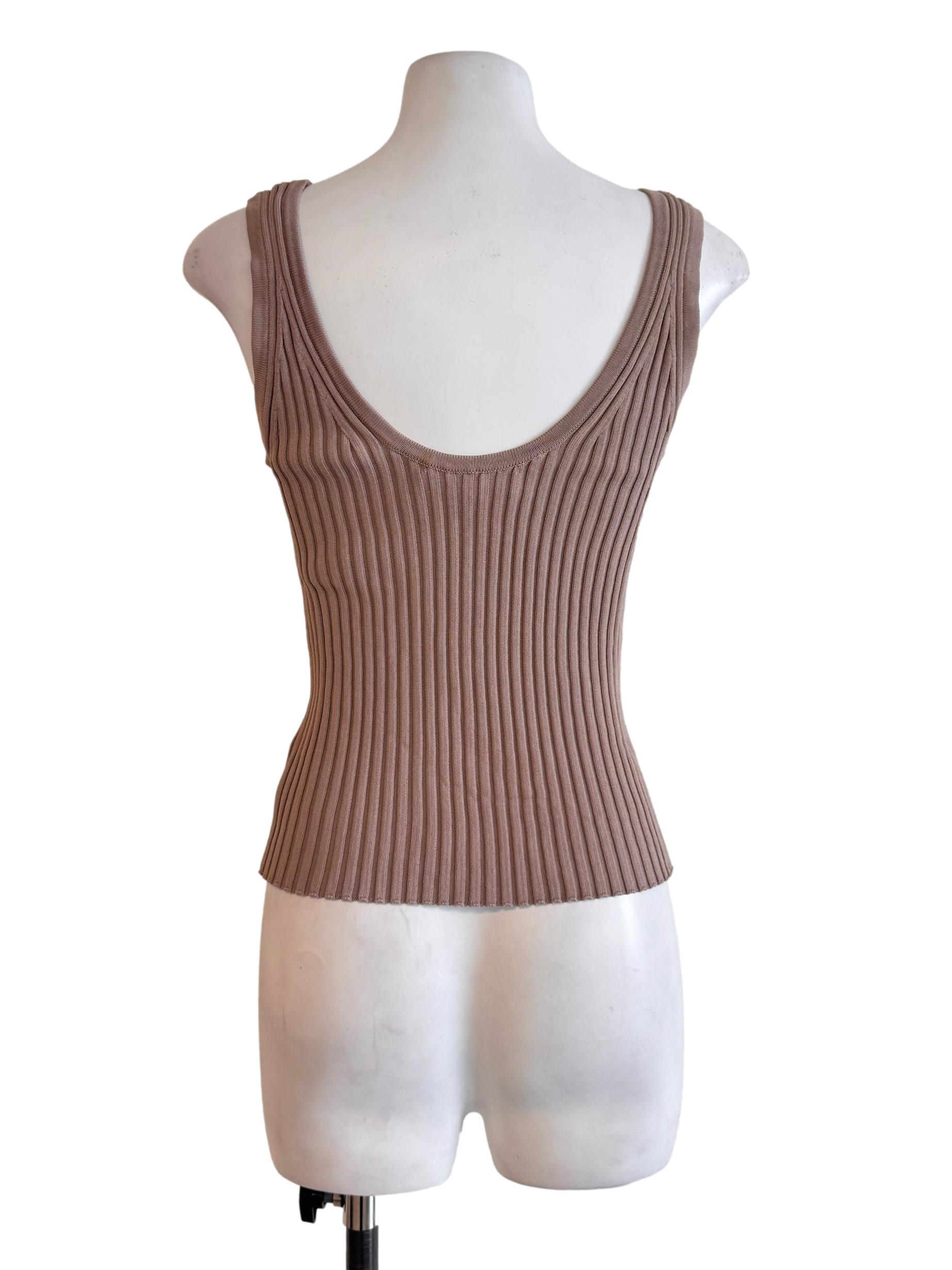 Brown Pleated Tank Top
