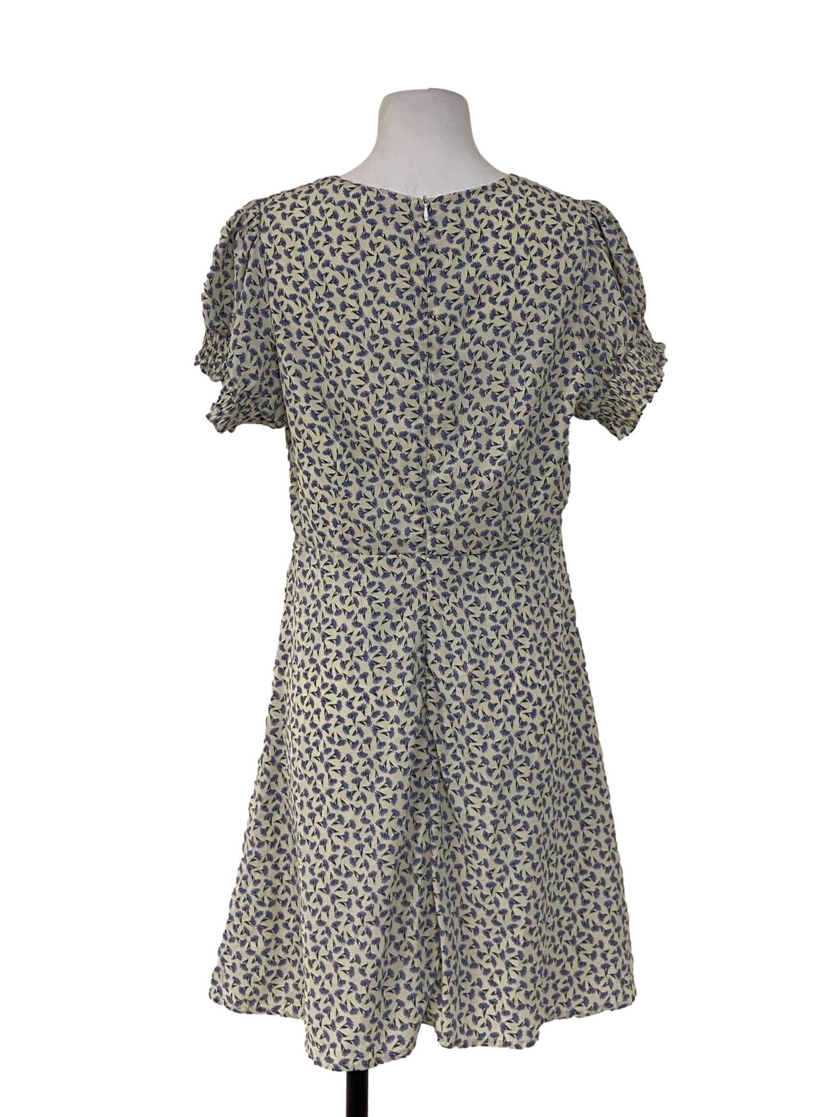 Egg Shell Beige & Purple Floral Mini Dress