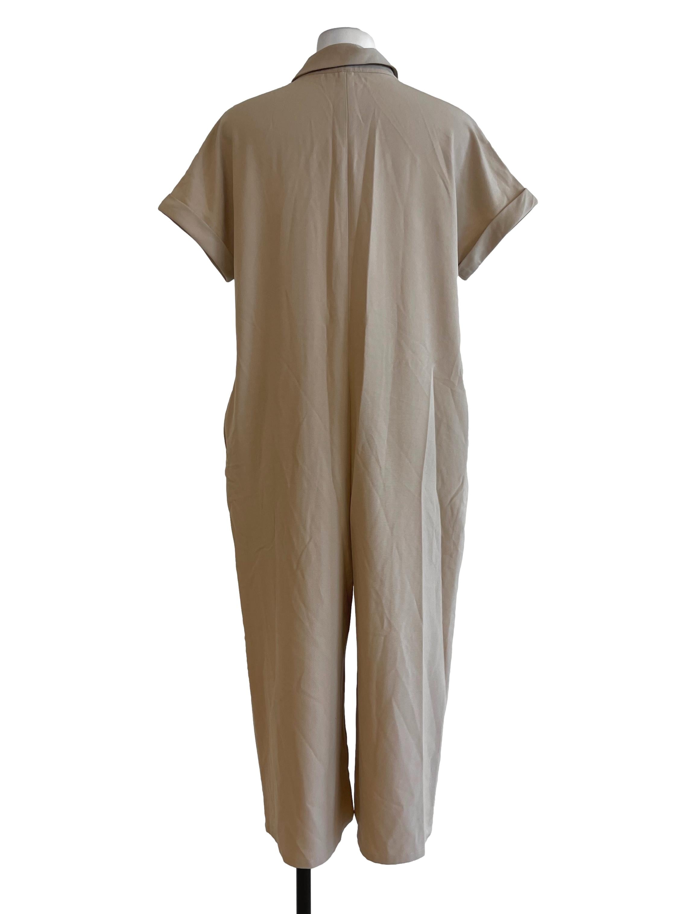 Dark Beige Plain Overalls