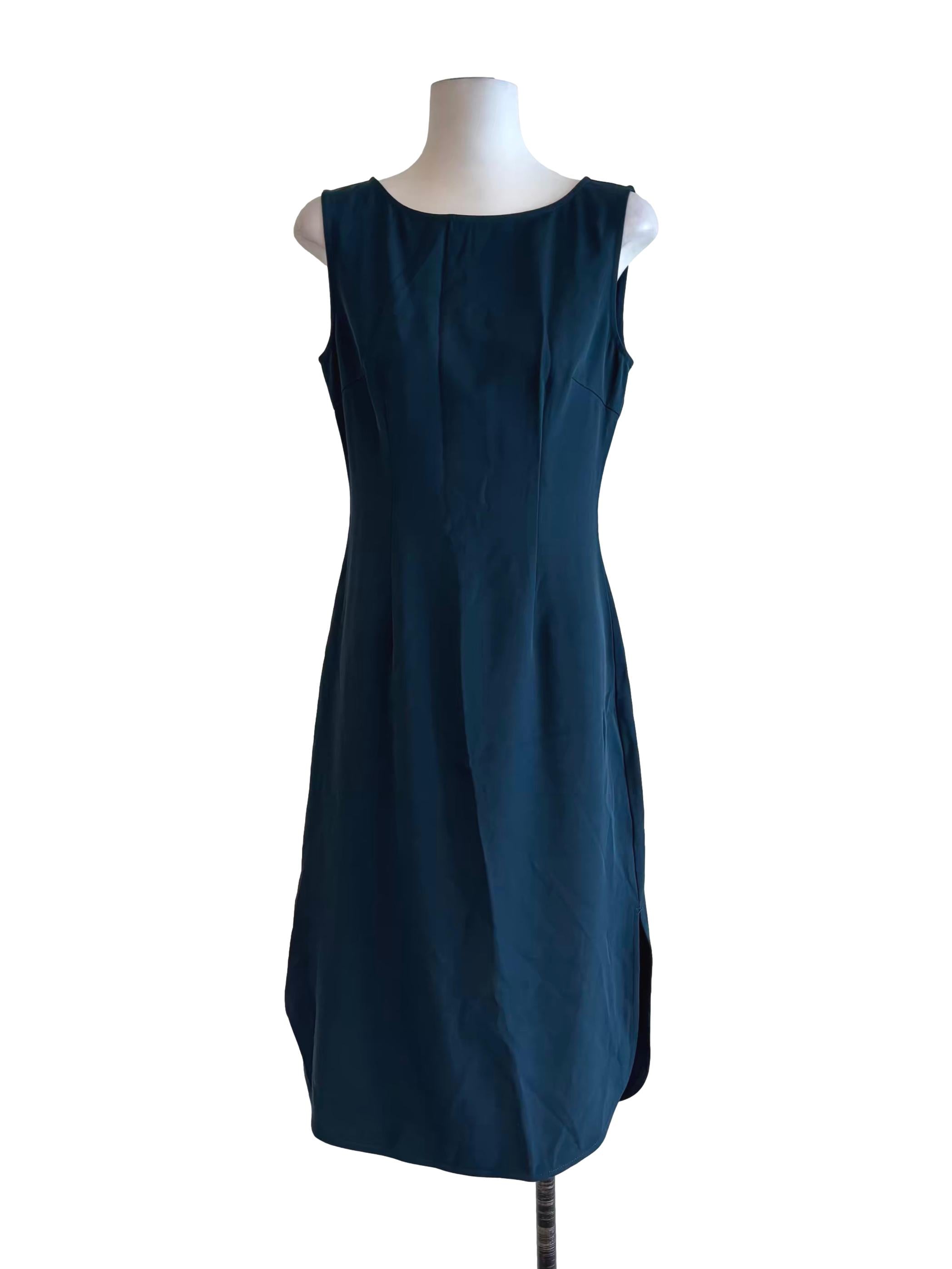Teal Blue Boat Neck Midi Dress