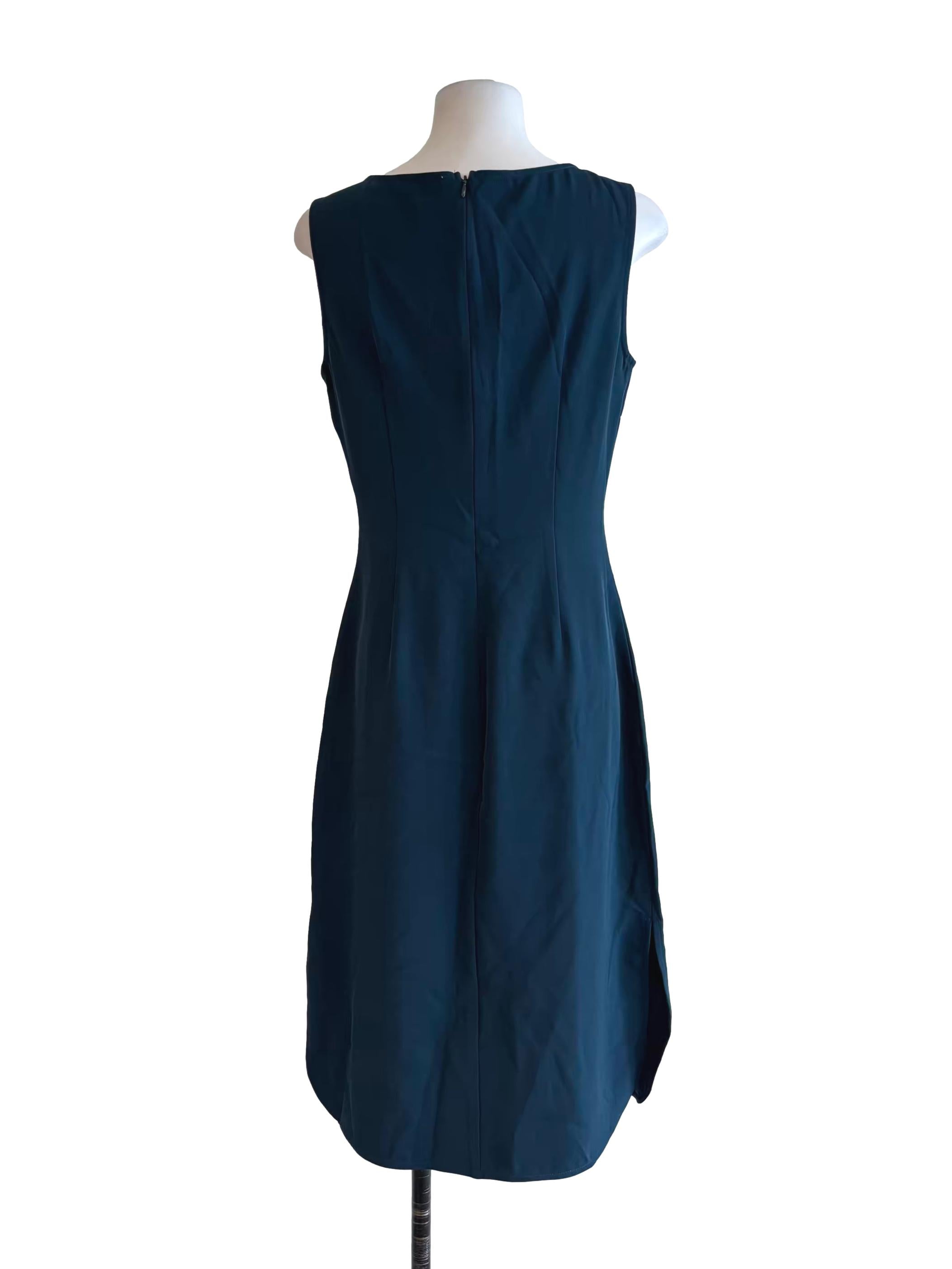 Teal Blue Boat Neck Midi Dress
