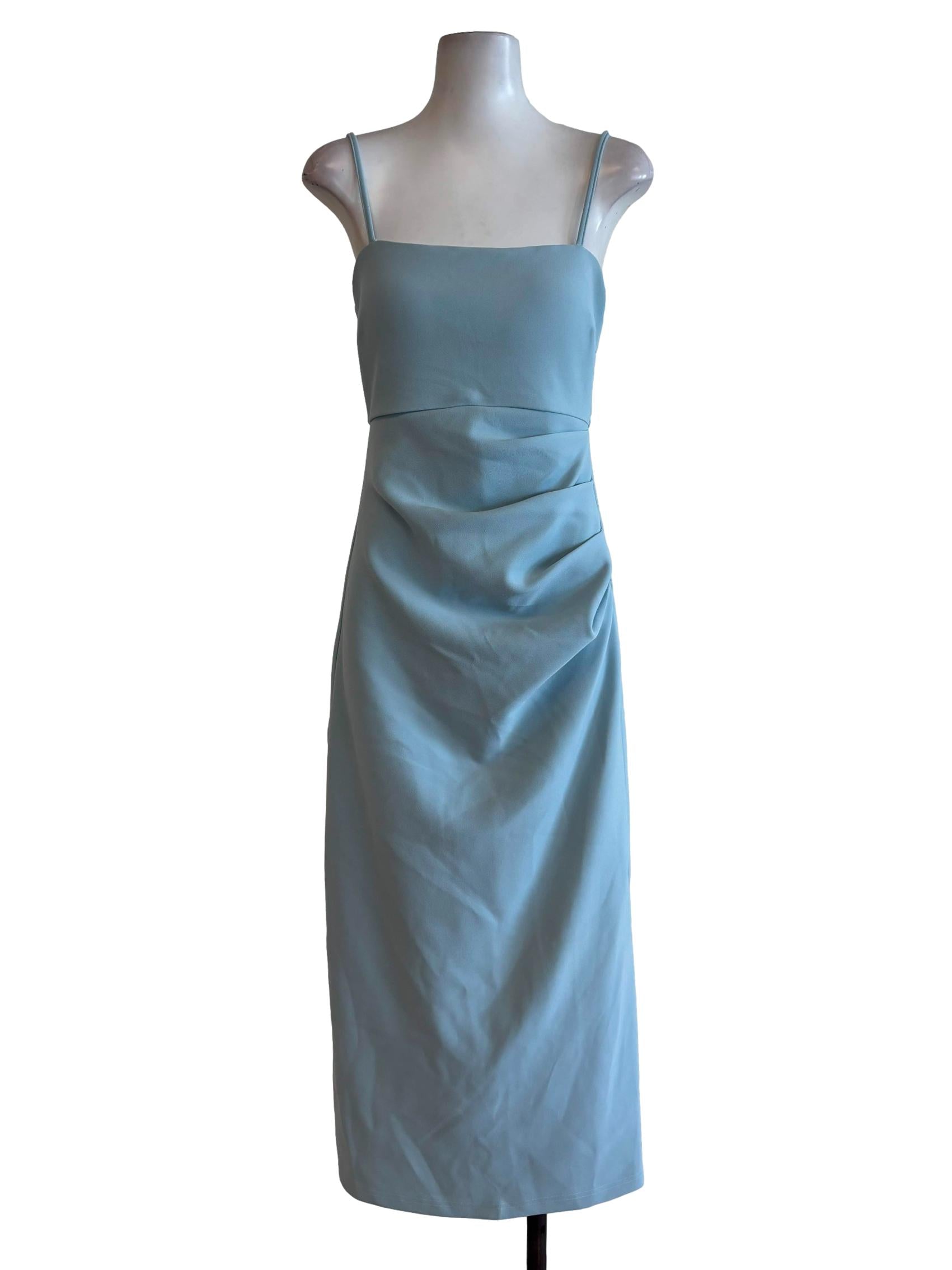 Sky Blue Spaghetti Strap A-Line Dress