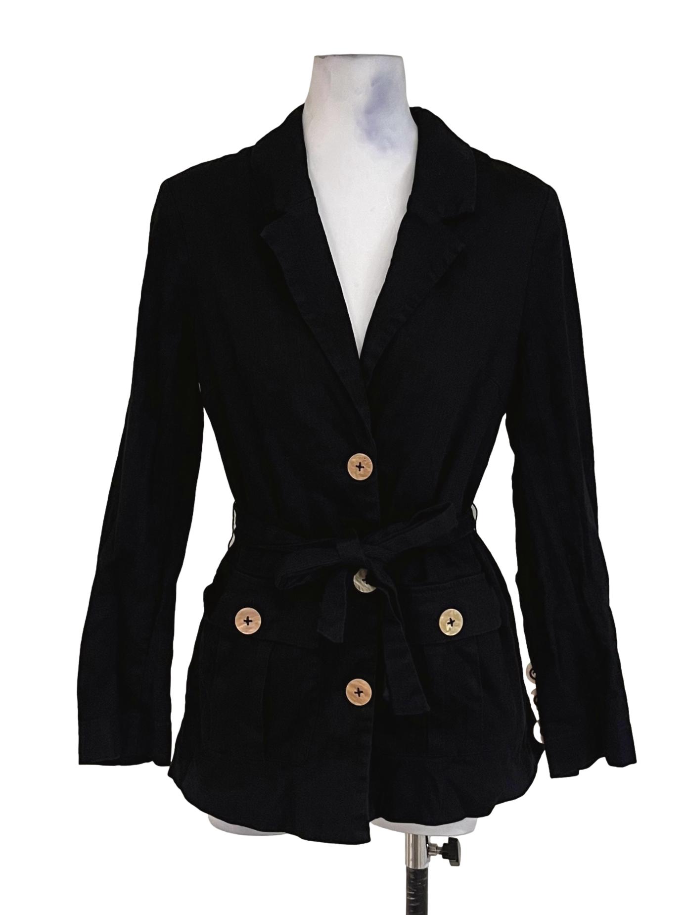 Black Wing Collar Single-Breasted Blazer