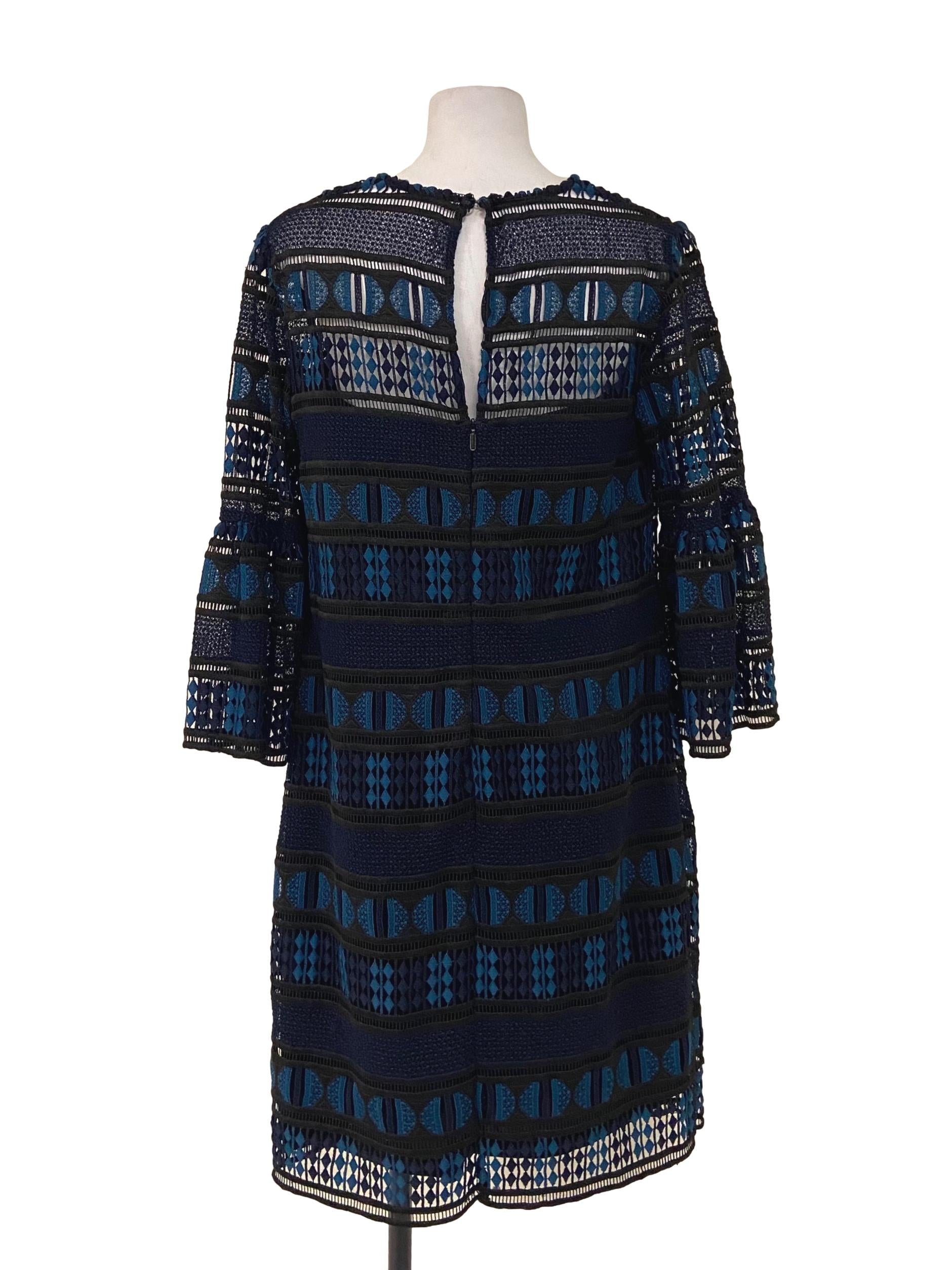 Black & Blue Embroidery Shift Dress