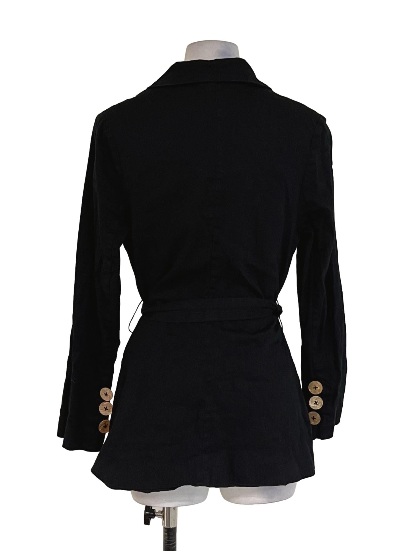Black Wing Collar Single-Breasted Blazer