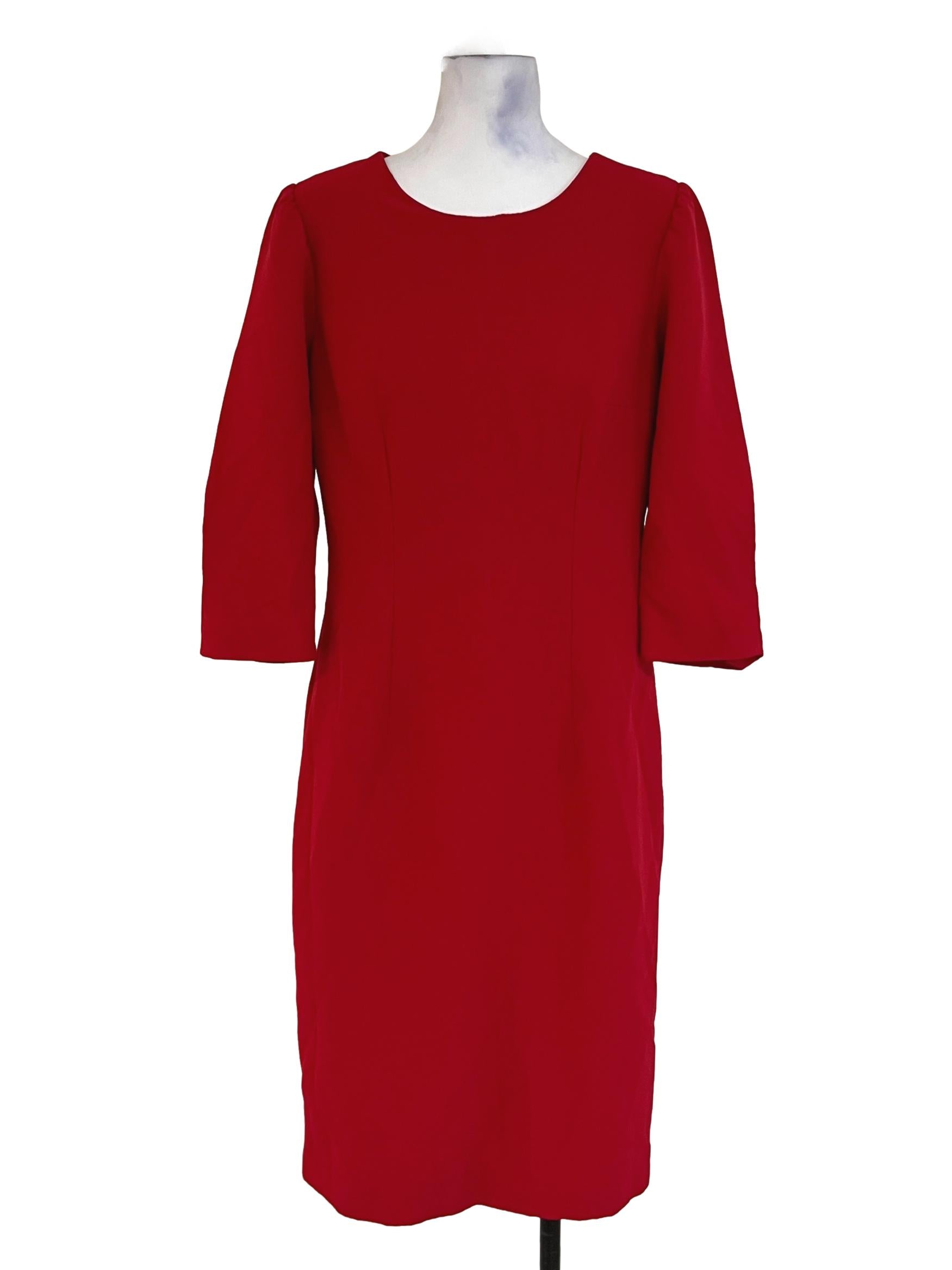 Red Jewel Neckline Empire Dress