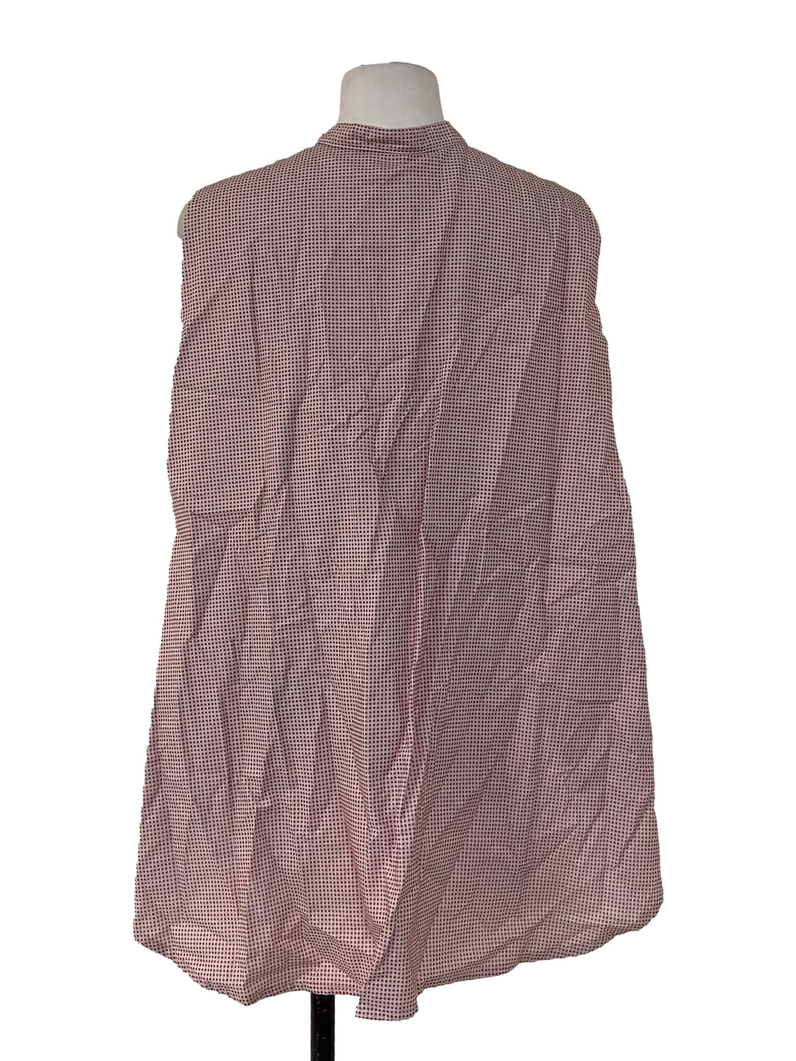 Blush Pink & Red Button Down Sleeveless Top