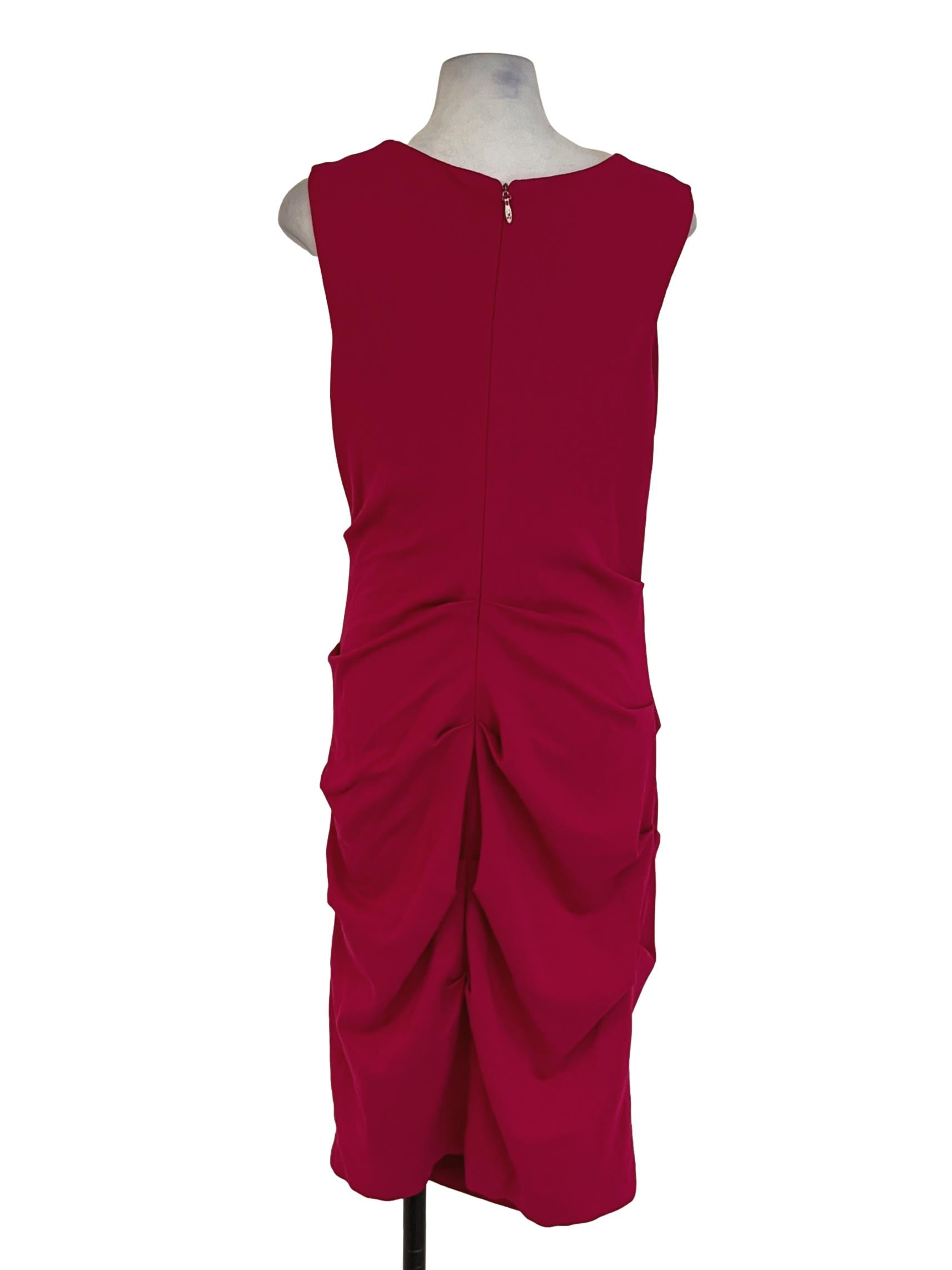 Fuchsia Pink Asymmetrical Neckline Sheath Dress