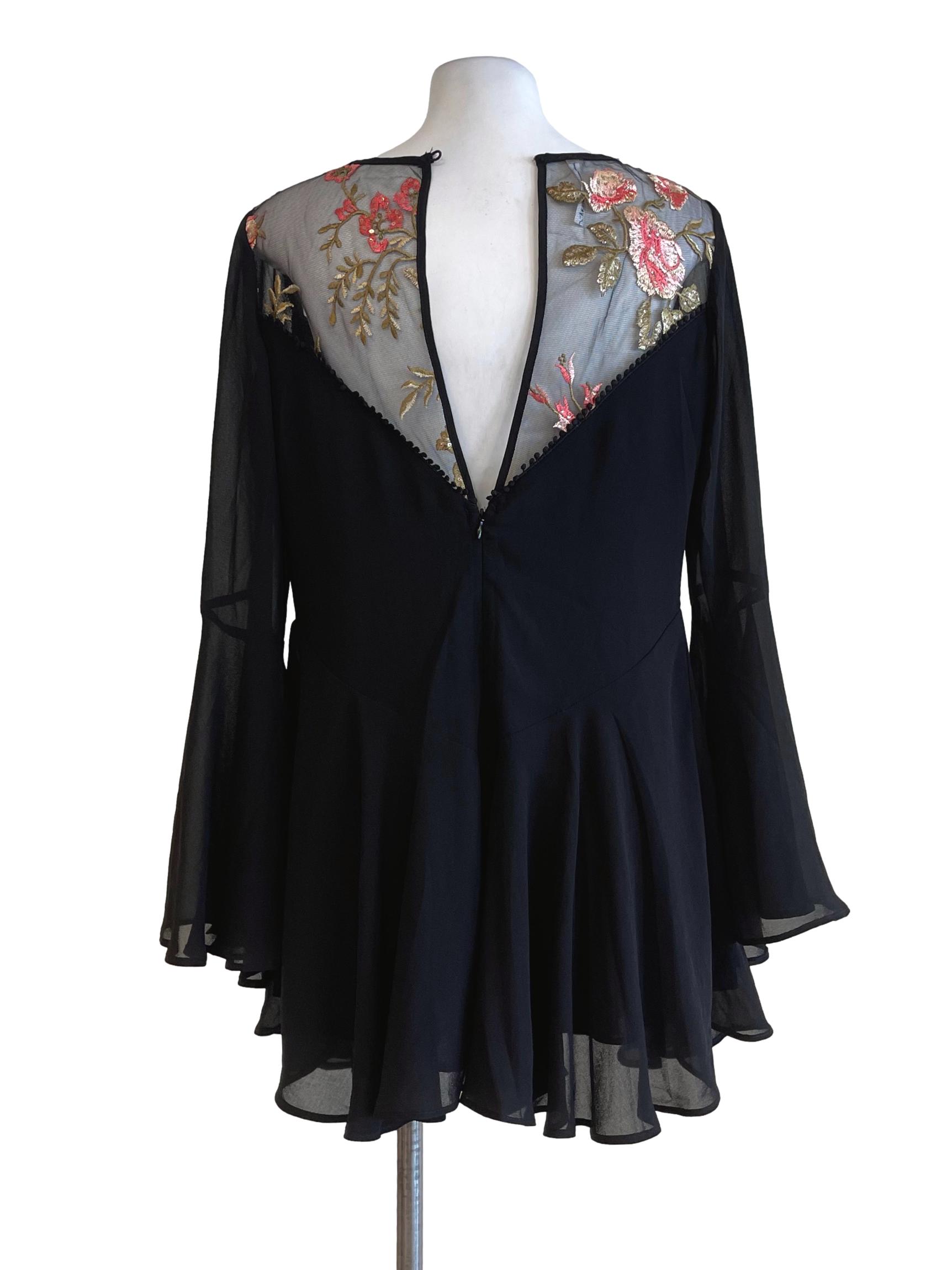 Black Lace Neckline Romper