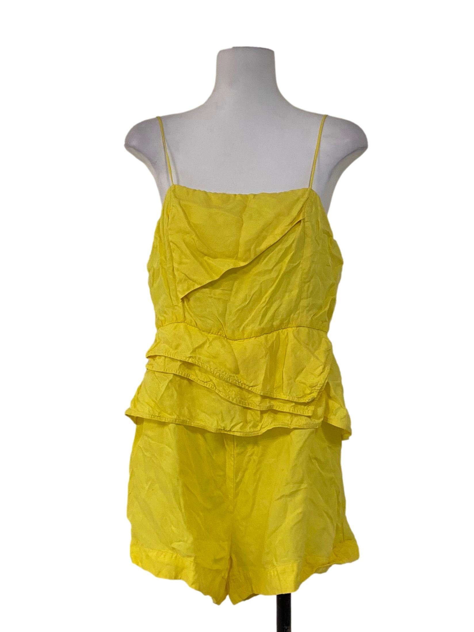 Lemon Yellow Spaghetti Strap Romper