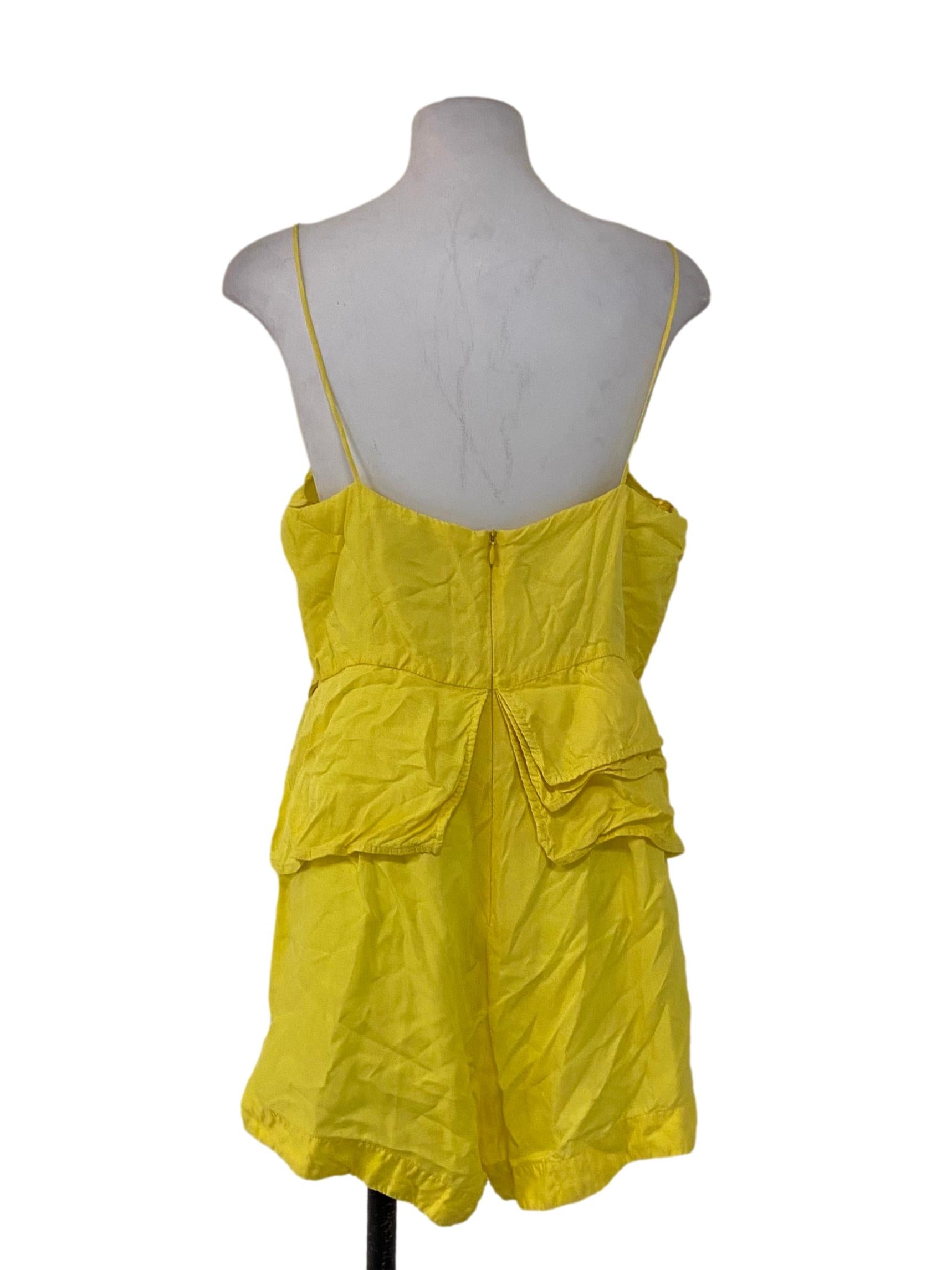 Lemon Yellow Spaghetti Strap Romper