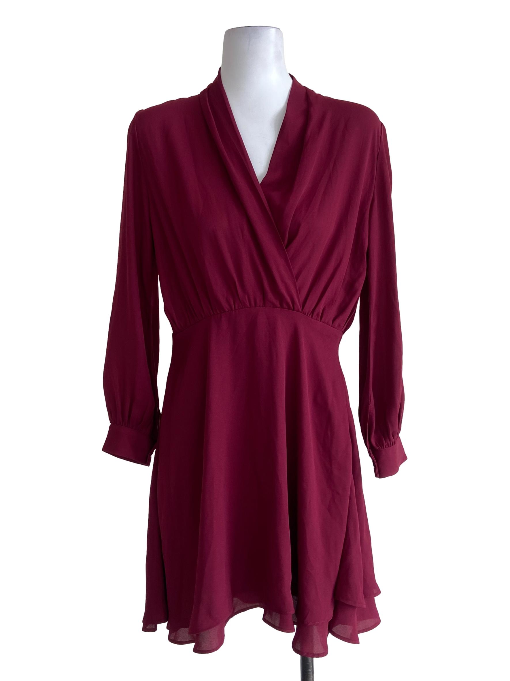 Garnet Red V Neck Empire Dress