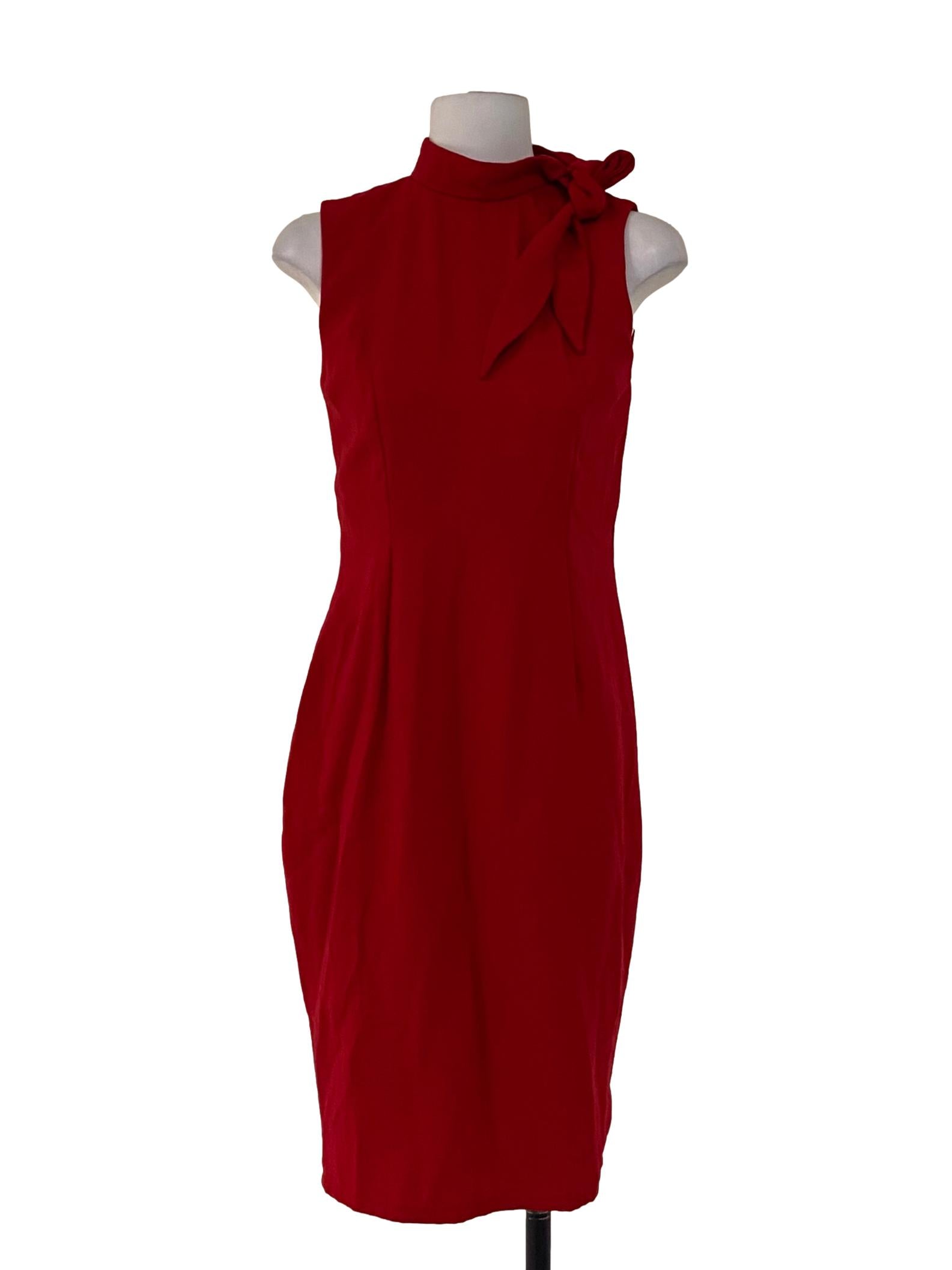 Rose Red Sleeveless Bodycon Slit Dress